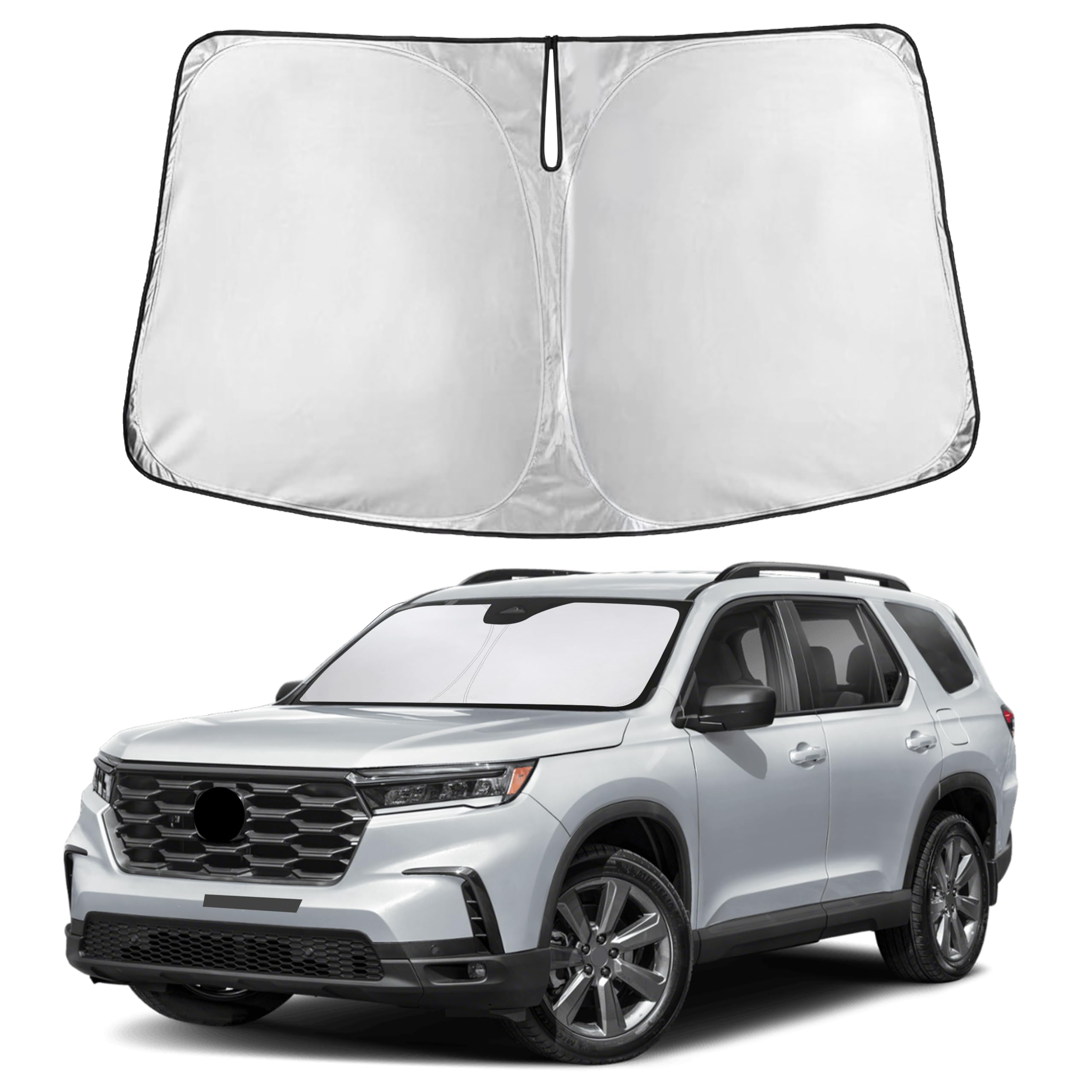 Autovir Windshield Sun Shade Fit for 2016-2024 2025 2026 Honda Pilot Sunshade, Front Car Window Shades Sun Visor, Blocks UV Rays & Heat, Car Accessories Fit for Honda Pilot 2016-2026
