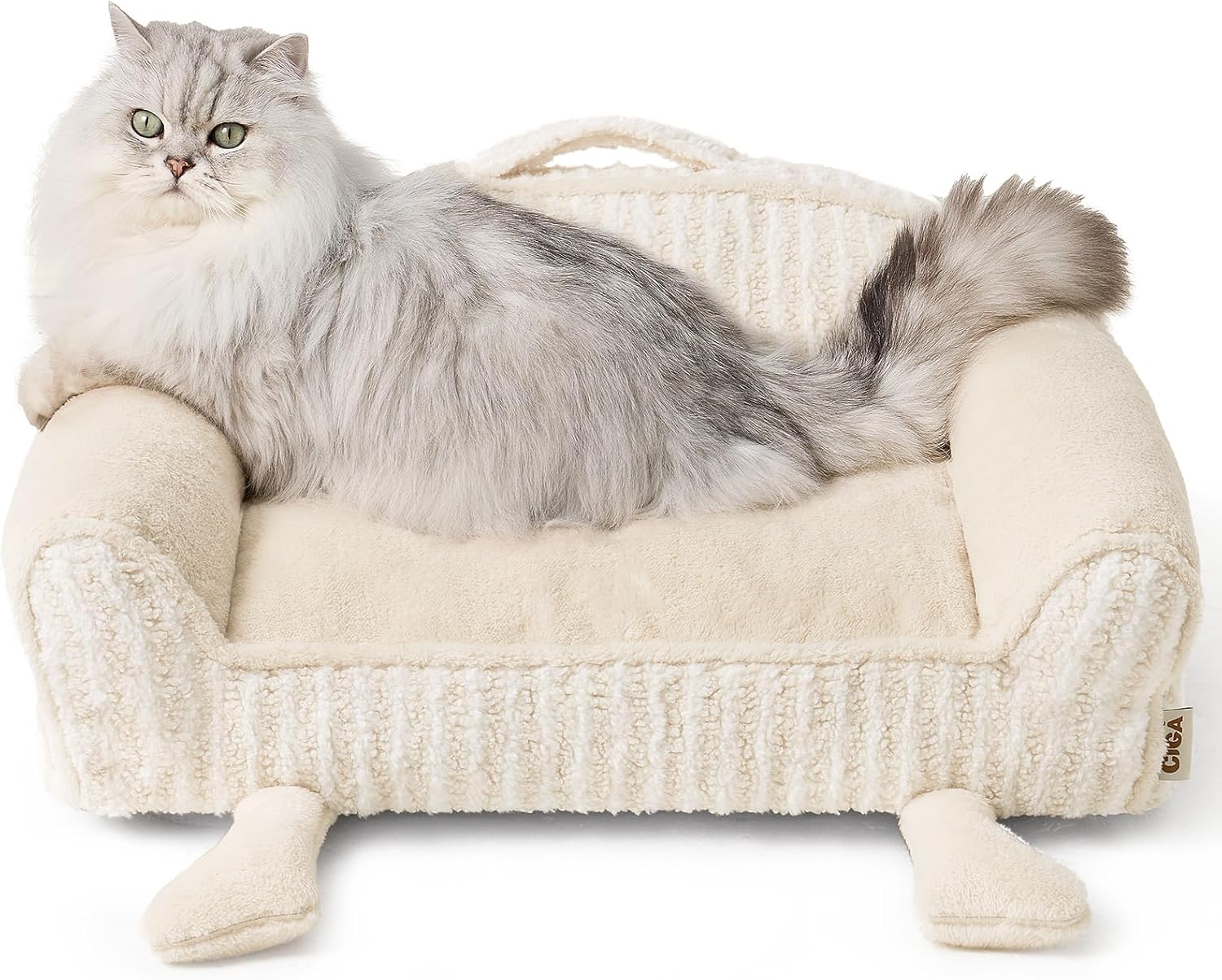 EHEYCIGA Washable Dog Beds for Small Dogs 24 Inch – Striped Cat Couch for Indoor Cats with Removable Cover, Shredded Memory Foam Waterproof Puppy Bed with Non – Slip Bottom, Cream EHEYCIGA Washable Dog Beds for Small Dogs 24 Inch – Striped Cat Couch for Indoor Cats with Removable Cover, Shredded Memory Foam Waterproof Puppy Bed with Non – Slip Bottom, Cream