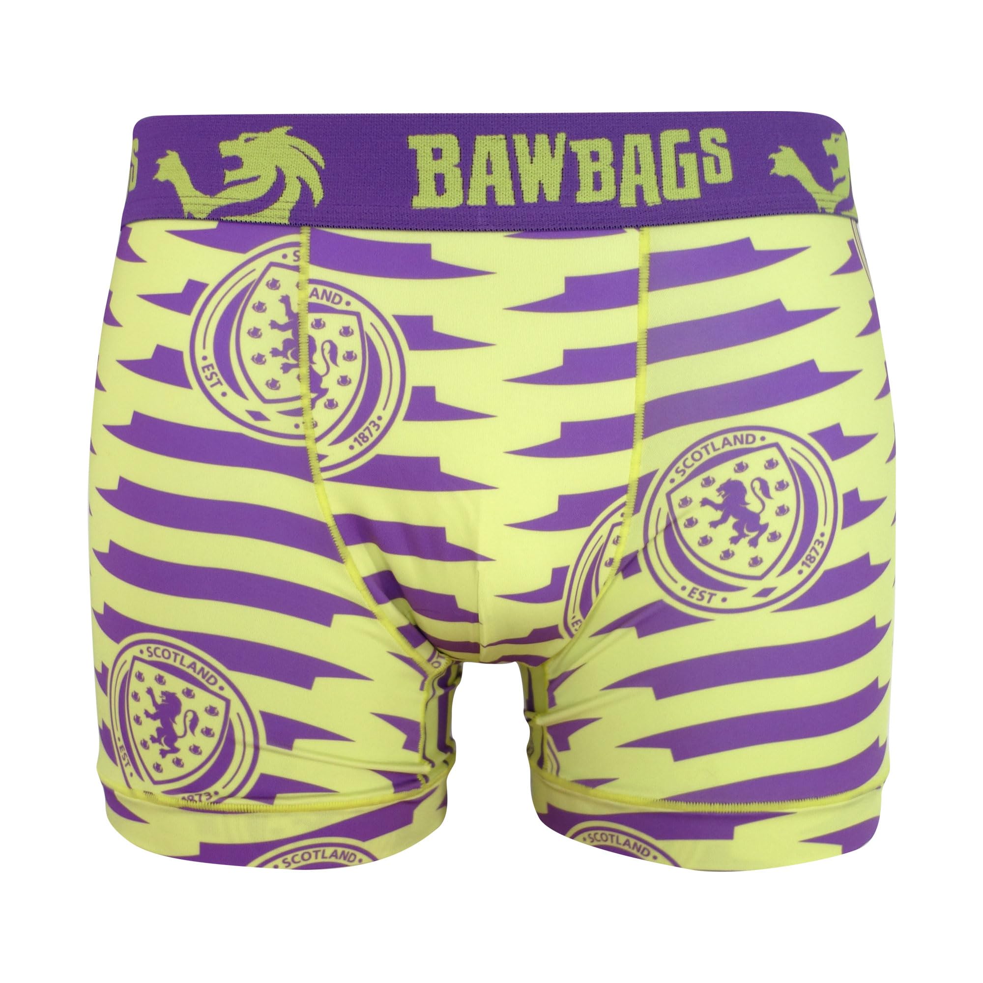 Bawbags Men's Purple Scotland National Team Scroll Cool De Sacs Technical Boxers - Moisture Wicking Performance Underwear