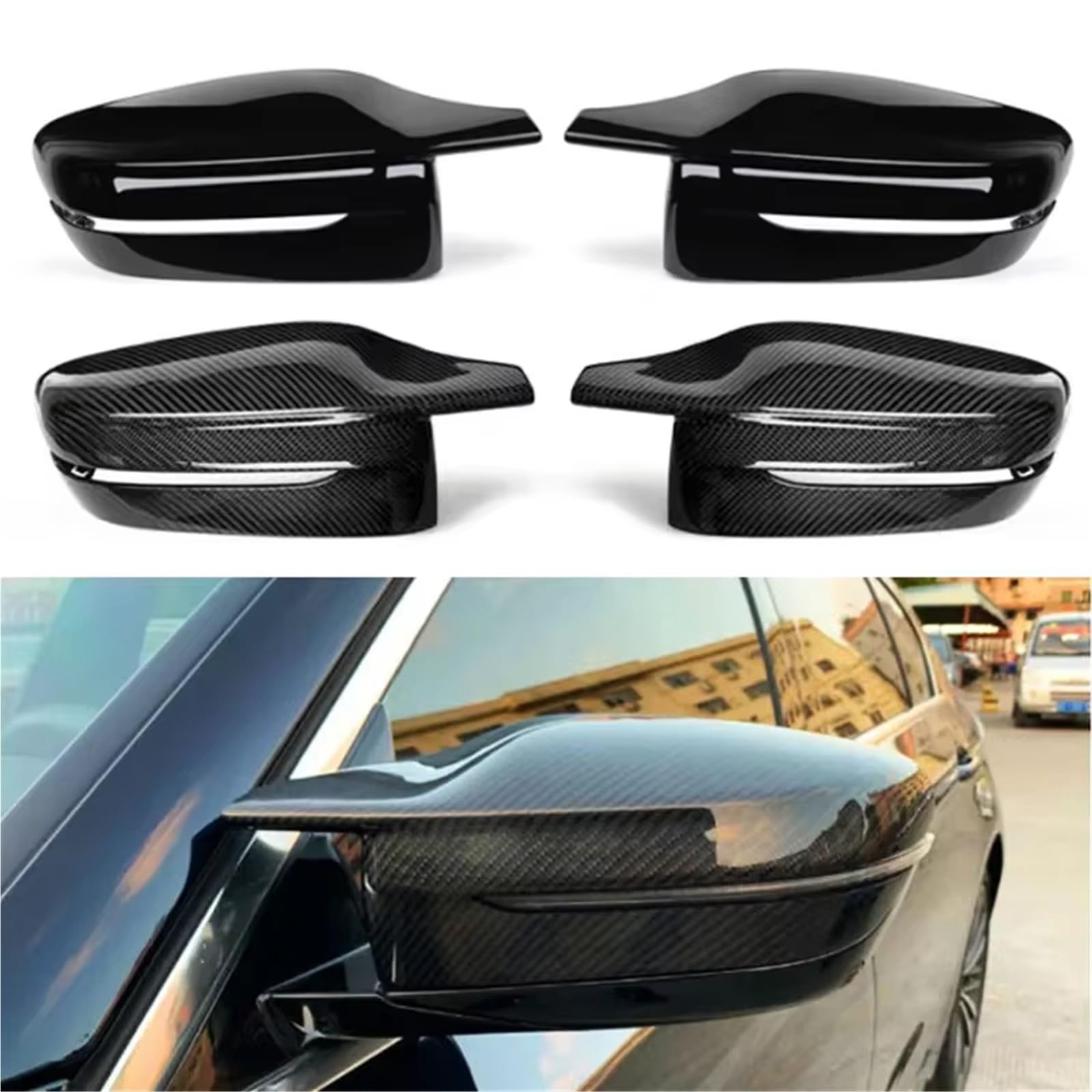Wymiana czapek do BMW serii 3 5 7 8 G20 G30 G38 G11 G12 G15 G16 330i dla M3 do M5 z kierownicą po lewej stronie osłona samochodu stylizacja osłony tylnej (jasna czerń) (Carbon pat)