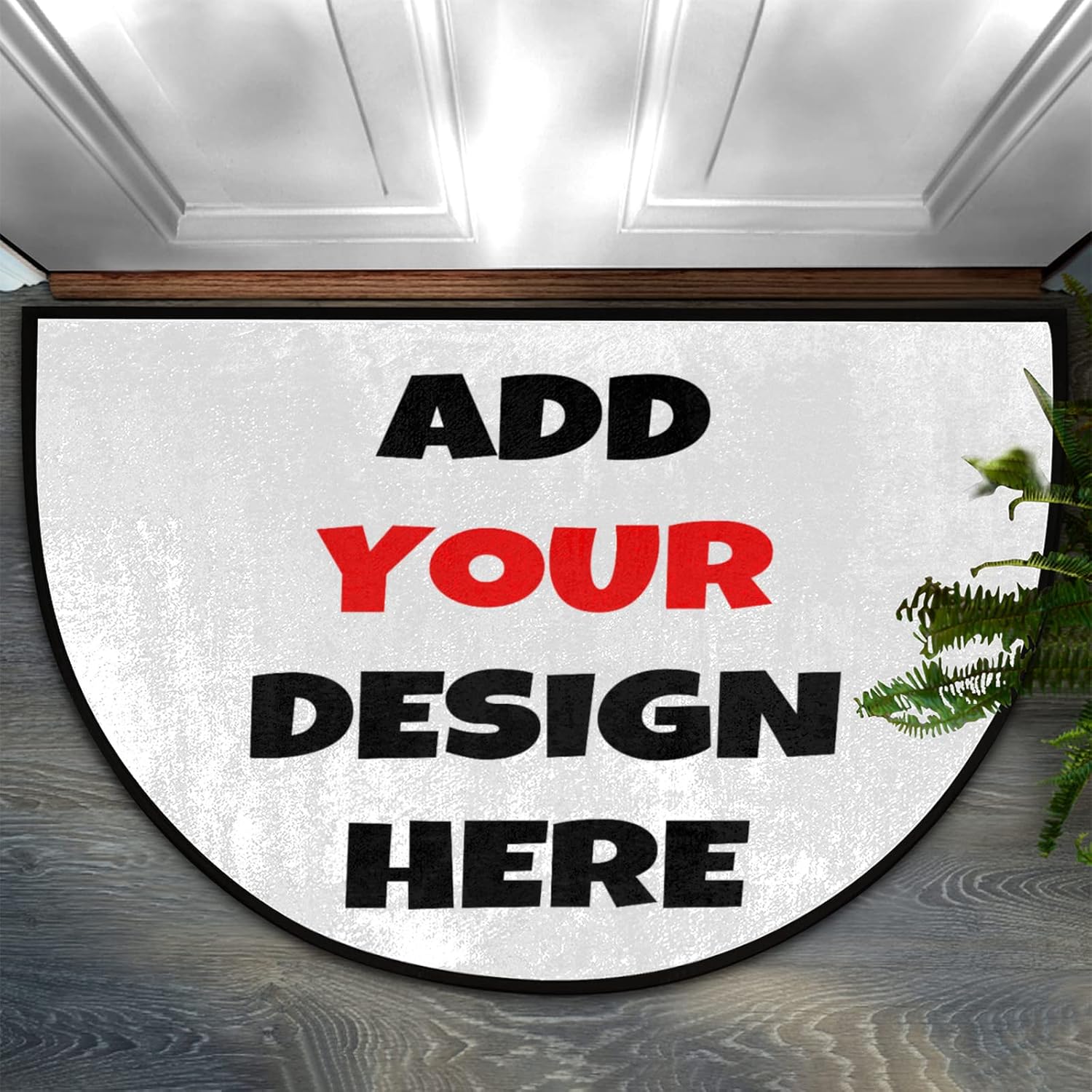 Custom Half Round Door Mat, Personalized Indoor Outdoor Doormat Customized with Text/Photo/Image Absorbent Washable Entrance Way Front Half Circle Rugs for Entryway Outside Kitchen Home Decorative