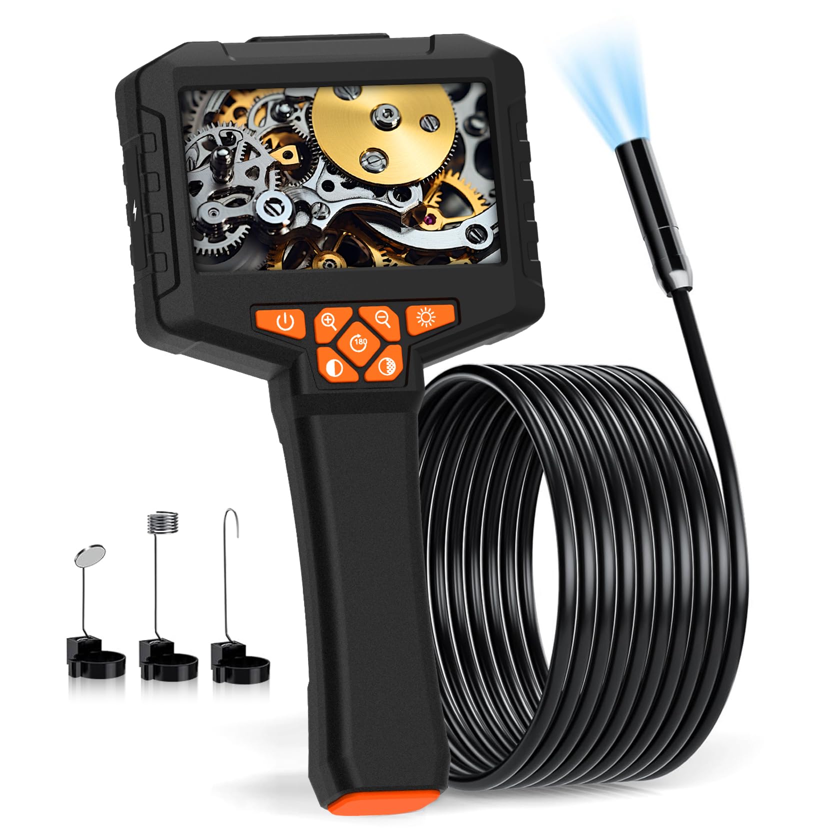 Industrial Endoscope Camera with Light, 1920P Inspection Camera with 4.3inch Color Display Borescope, Waterproof Industrial Borescope with 8 Adjustable LED Lights-image-7