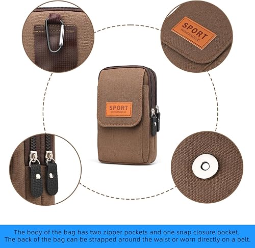 Miniatura 7 de Riñonera universal de lona para hombre, vertical-marrón