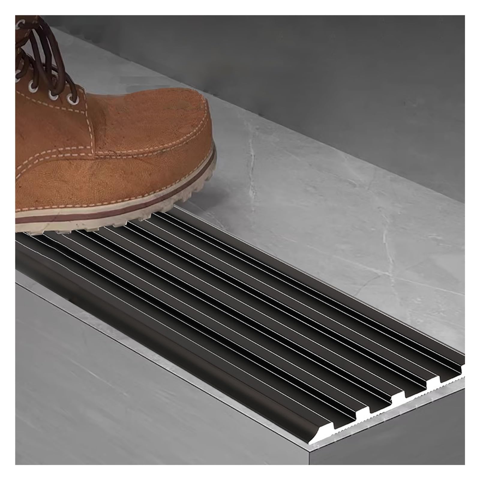 Aluminiowe zabezpieczenie krawędzi schodów Listwy antypoślizgowe Antypoślizgowa listwa stopniowa, 1 szt(Black,L 100cm/1m/3.3 ft)