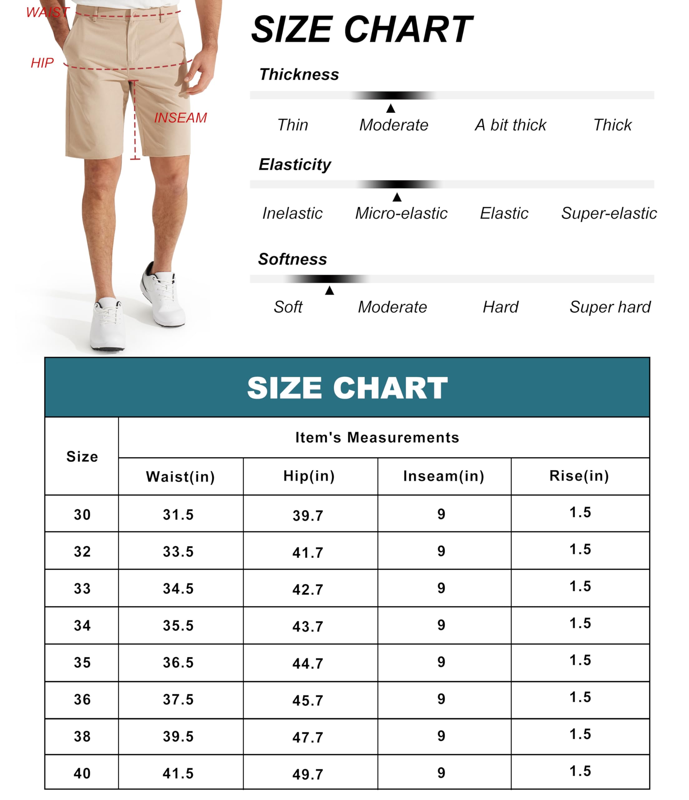 Libin Pantaloncini da Golf da Uomo 7 "9" Pantaloncini da Lavoro Casual Corti ibridi Frontali Piatti Leggeri ad Asciugatura Rapida Resistenti all'Acqua