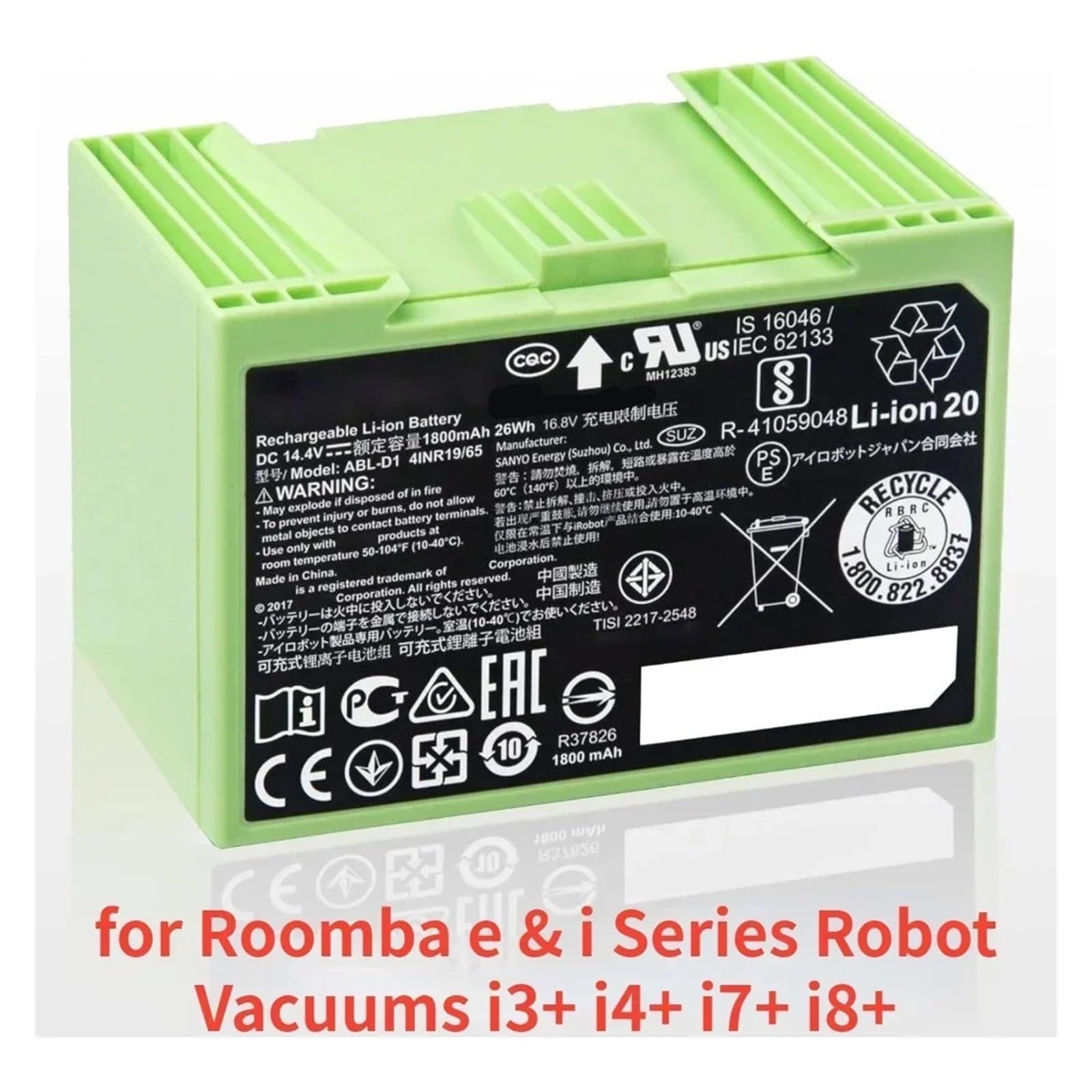 Batería De Repuesto Original De Iones De Litio De 14,4 V Y 5000 MAh, Compatible con IRobot Roomba Serie E E I, Robot Aspirador Y Fregador.(1800mAh)