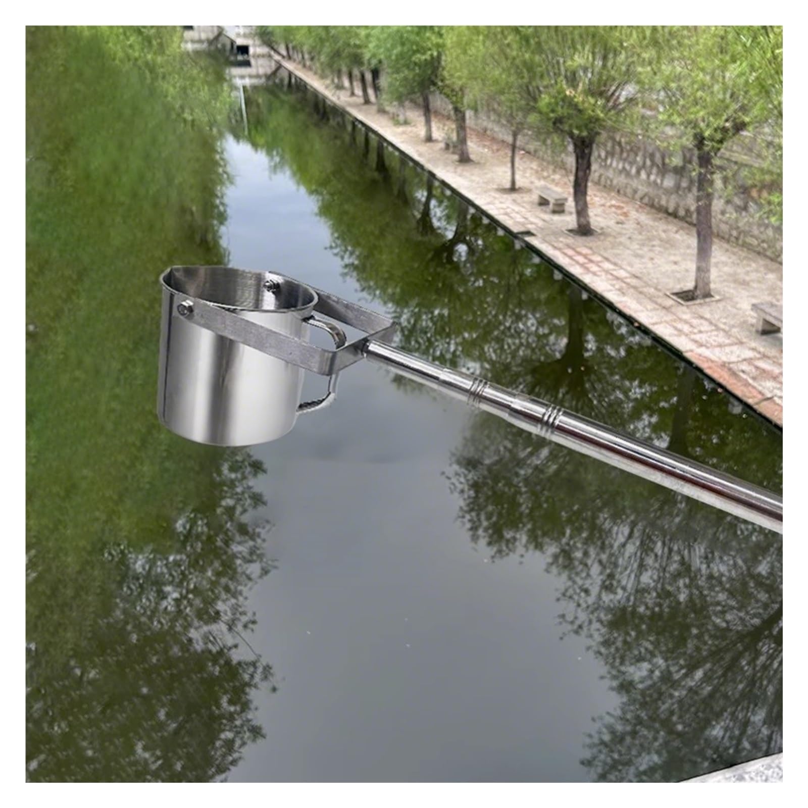 Muestreador de Agua telescópico con Vaso de Acero Inoxidable, cucharón para muestreo de Agua con Marcas de precisión, para embalses, estanques y ríos, Extensible hasta 500 ml (23,