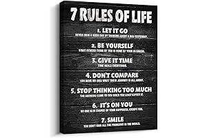 Pigort 7 Rules of Life Inspirational Motto Canvas Wall Art