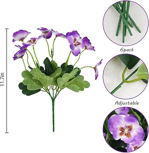 Miniatura 5 de 6 paquetes de flores artificiales, 11.7 pulgadas, resistentes a los rayos UV, margaritas de flores silvestres pequeñas, no se decoloran, plantas de
