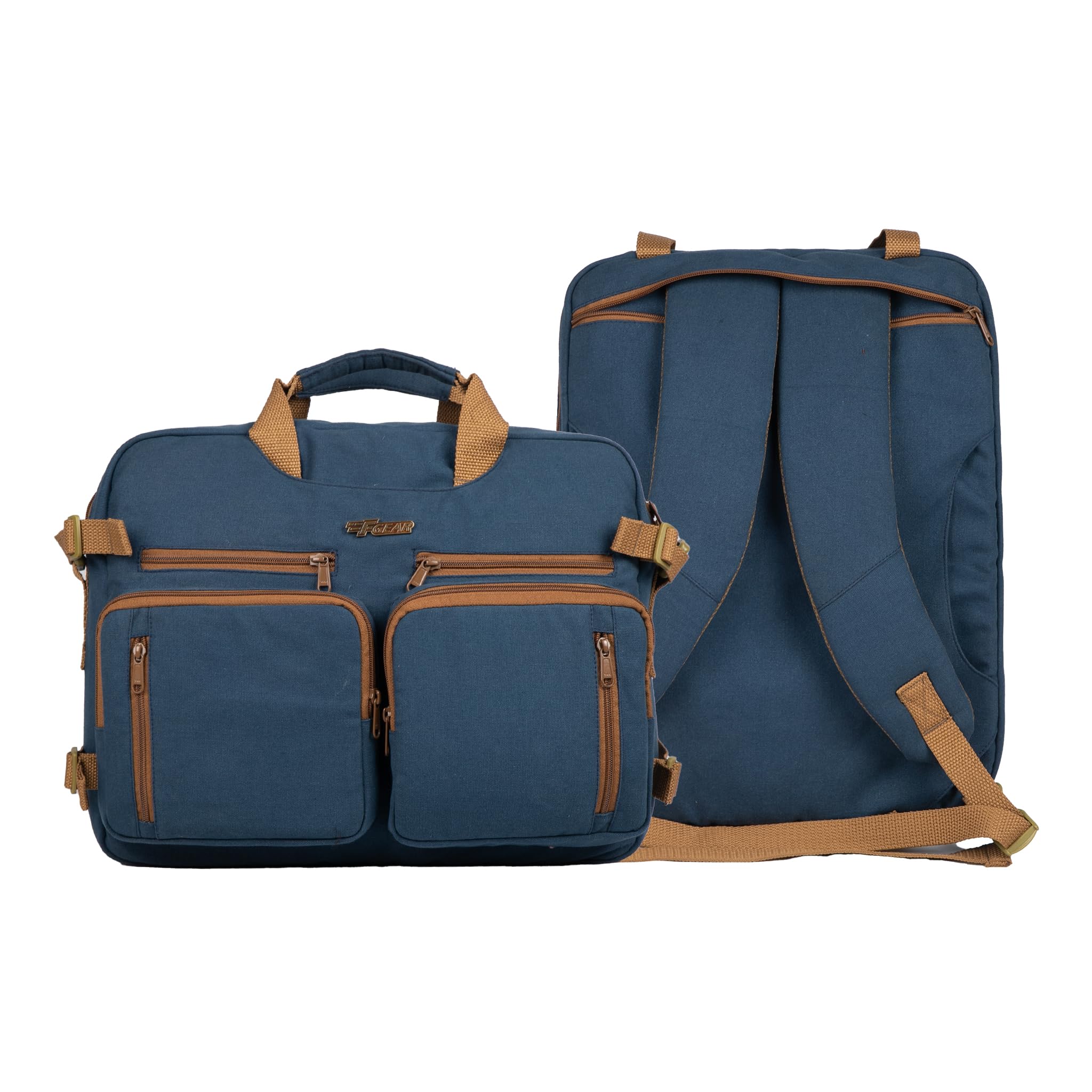 Dyad Navy Canvas 20L Convertible Laptop Messenger Backpack for Office Business Travel Multipurpose Backpack Fits 17" Laptop & iPad 2 Compartments Dual Organizer Multiple Pockets for Unisex-image-31