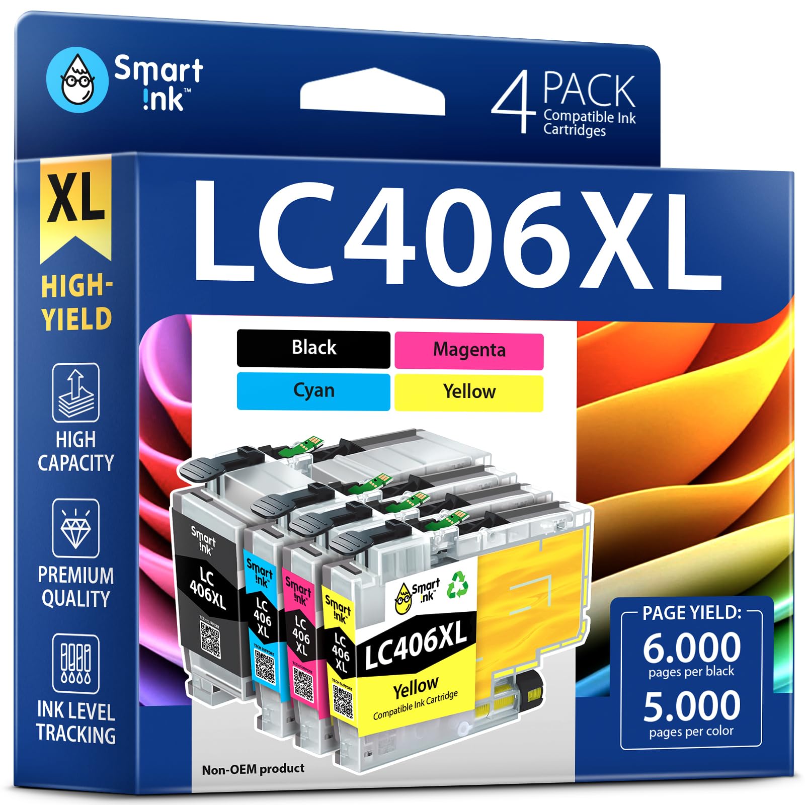 Smart Ink Compatible Ink Cartridges Replacement for Brother LC406 XL LC406XL for Brother Printer MFC-J4335DW MFC-J4535DW MFC-J5855DW MFC-J6555DW