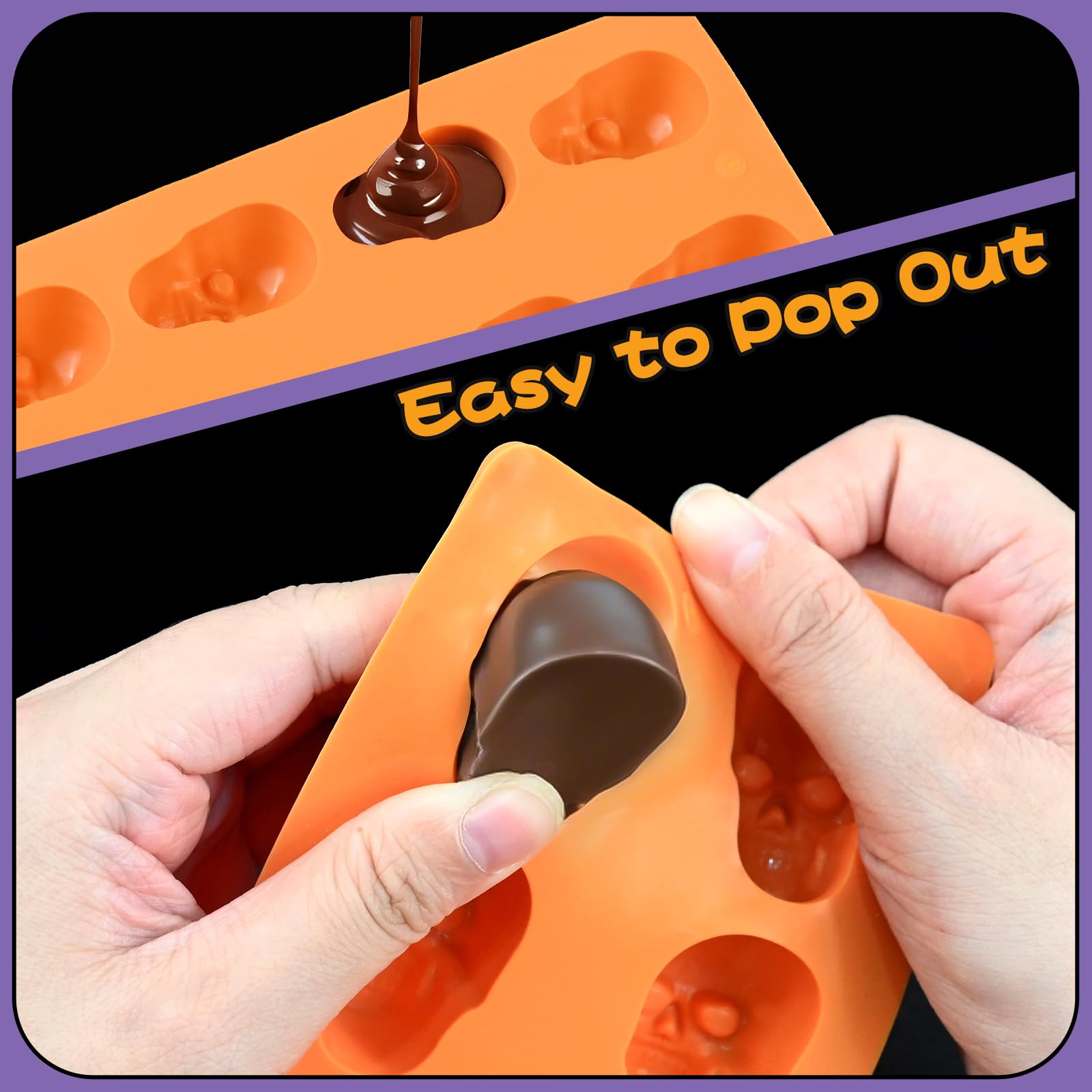 2 stampi in silicone a 10 cavità a forma di teschio, per cioccolatini, caramelle, gelatine, cubetti di ghiaccio, colata in resina, cupcake, decorazioni fai da te di Halloween