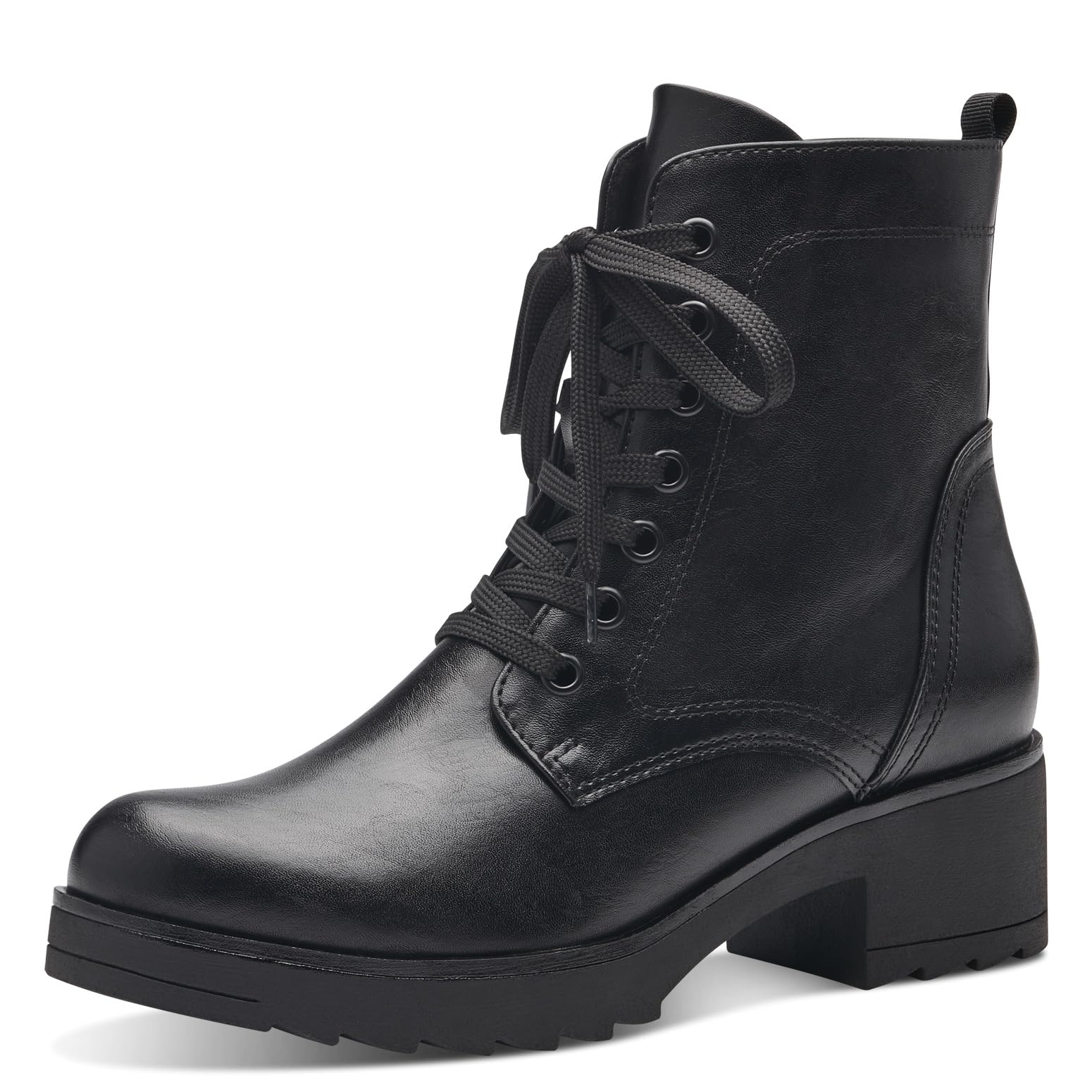 MARCO TOZZI Women's 2-25262-41 Lace Boot Heel, Black, 5.5