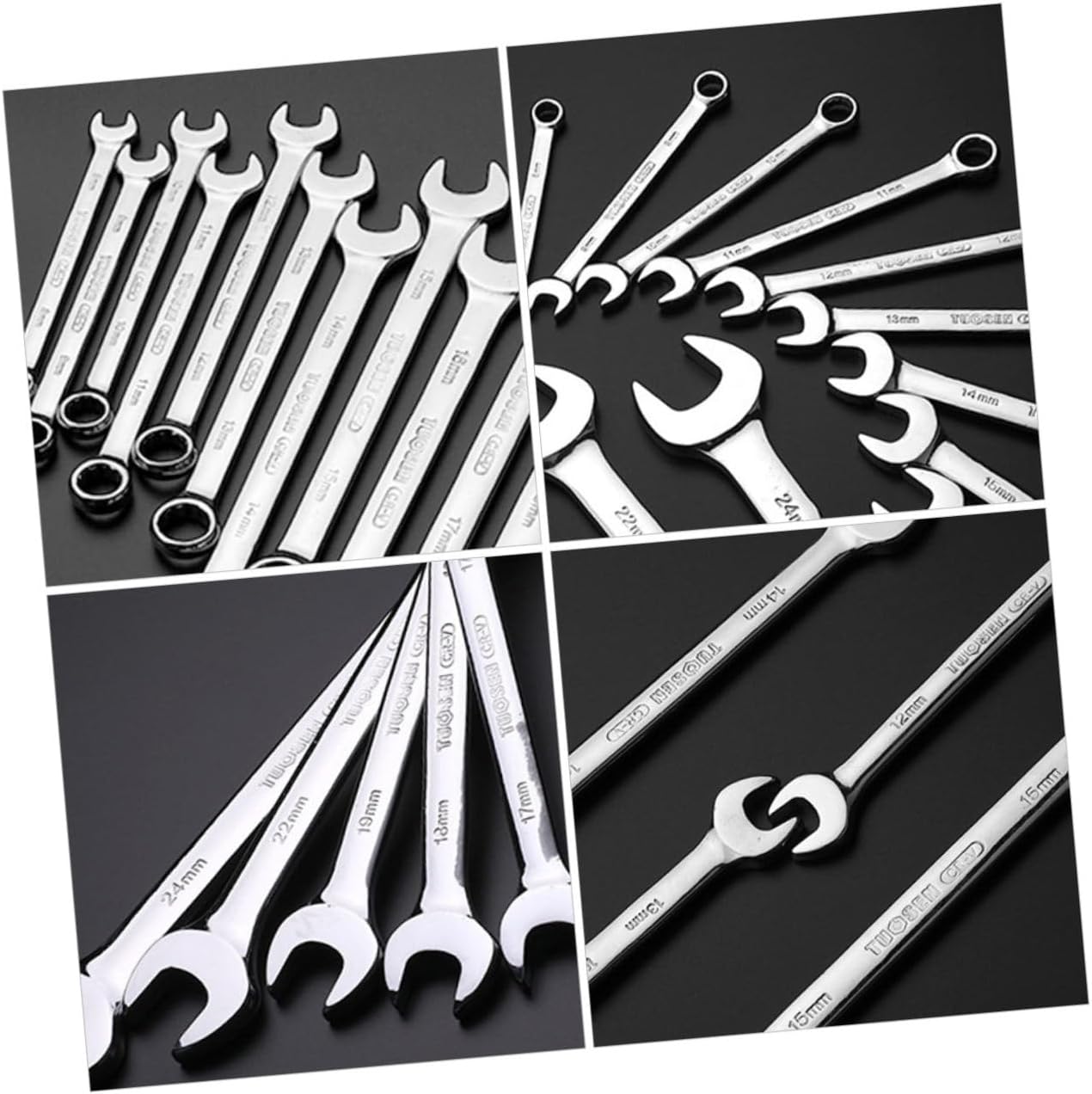 POPETPOP 14pcs Adjustable Ratchet Wrench Set Steel Tools for Home Repair Professional Spanner Set Storage Bag Versatile Sae Metric Wrenches