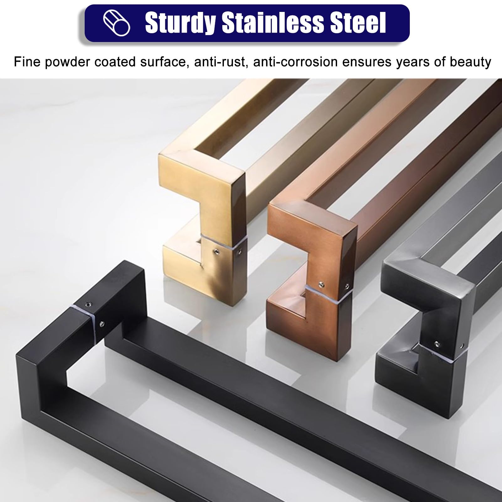 Maniglie Per Porte Barra Push Pull per Porta Bifacciale Rettangolare, Pomello per Porte in Legno Cancelli Vetro Contemporanei, Maniglione Ingresso Commerciale, Maniglia Doccia con Superficie Liscia (