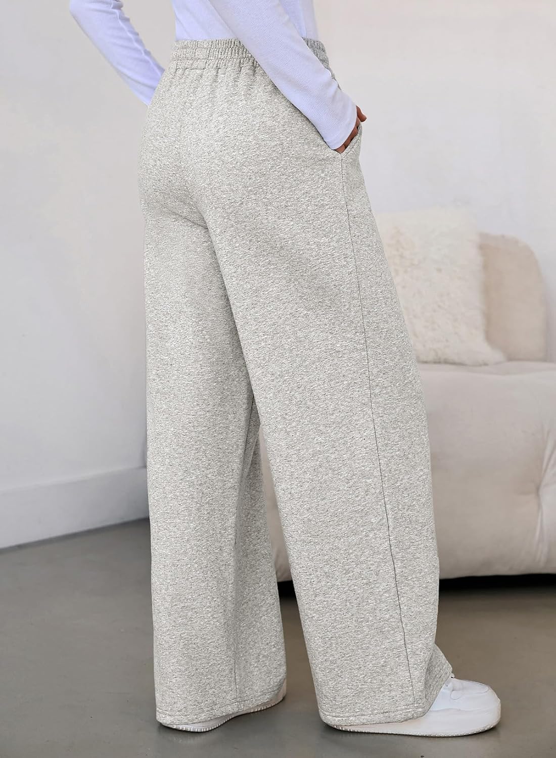 Aleumdr Womens Wide Legs Sweatpants Fleece Lined High Waisted Baggy Pants 2026 Trendy Casual Athletic Joggers with Pockets - Image 9