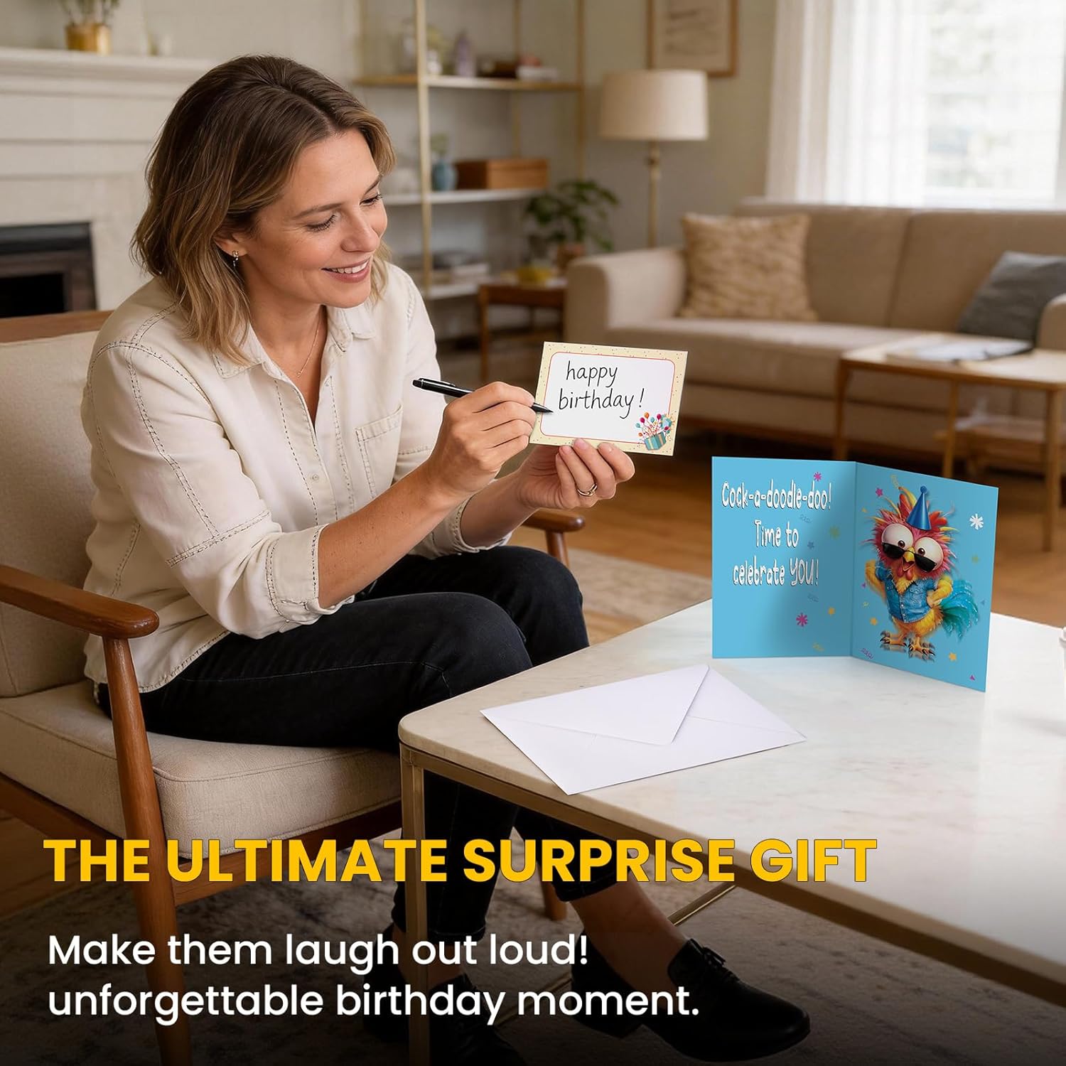 Cowboy Chicken Birthday Cards, Funny Birthday Card for Men Women Kids, MUSICAL & SHAKING Interactive Greeting Card with Envelope, Unique Hilarious Birthday Gift, 5.9 x 8.4 Inch - Image 6