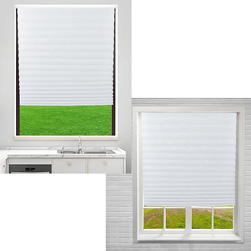 Persianas opacas para cortinas de ventana, tela plisada no tejida transparente para aislamiento de habitaciones, sin herramientas, sin taladro,