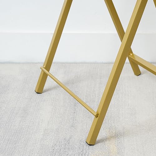 Miniatura 26 de HOOBRO Bandeja plegable para TV, mesa de aperitivos estable para espacios pequeños, mesa auxiliar portátil para sofá, fácil montaje y Mármol +