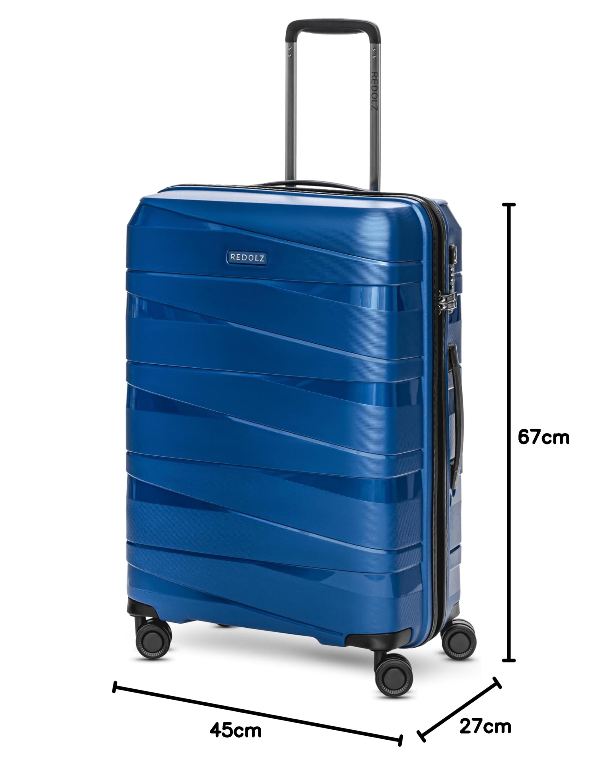 REDOLZ Hartschalen Check-in Koffer | Mittelgroßer Trolley 45 x 27 x 67 cm aus leichtem Polypropylen Material | 4-Doppelrollen & TSA (Essentials 10)