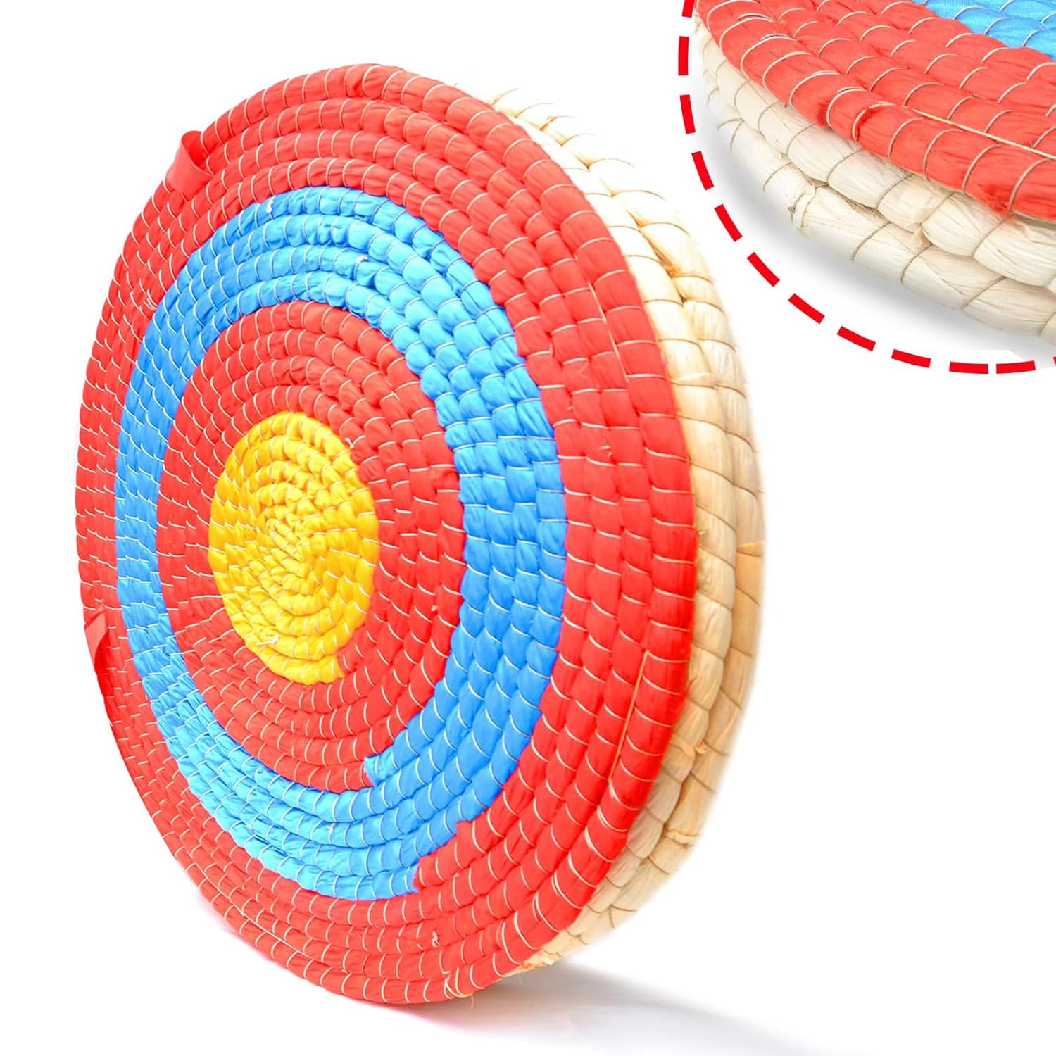 Cible Tir à L'Arc Ronde 50cm En Paille Traditionnelle - 3 Couches Épaisses, Portable Pour Entraînement