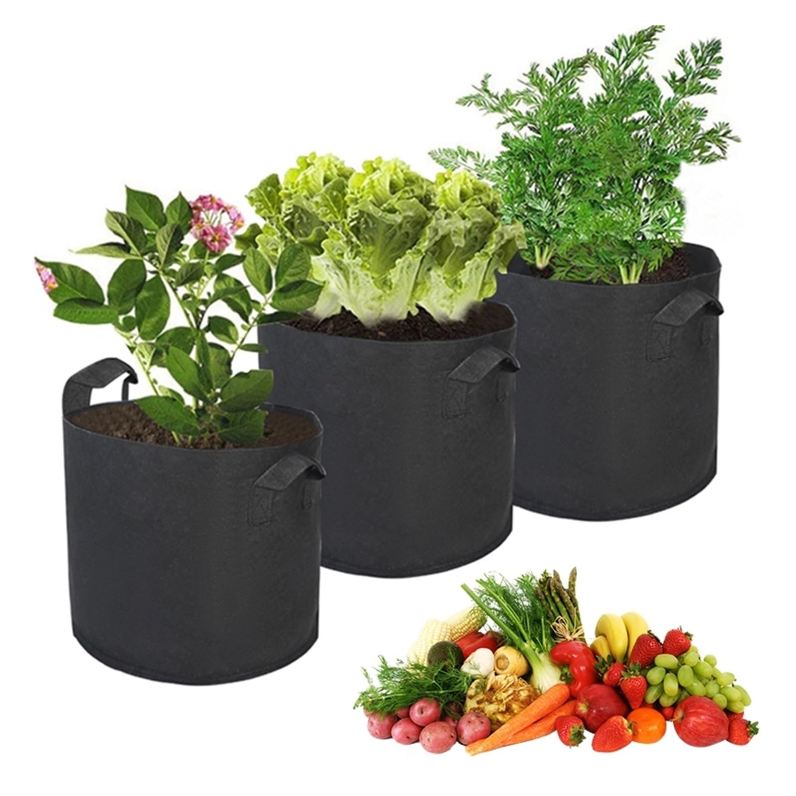 HWJFDC Potato Growing Bags 2-50 Gallons Plant Grow Bags Felt Potato Strawberry Planting Bag Garden Vegetable Seedling Nursery Pot Gardening Accessories(Color5)