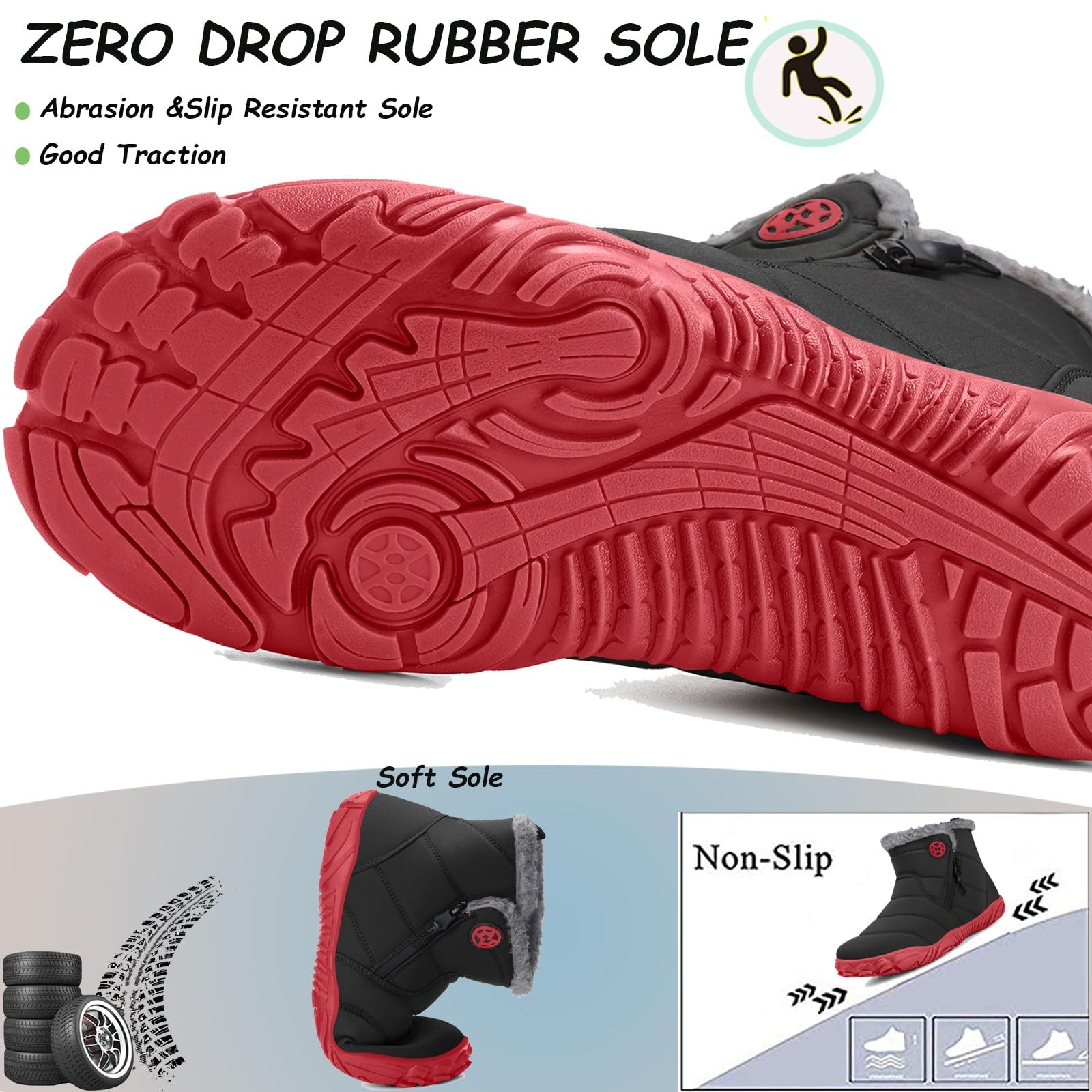 Gaatpot Barefoot Stivali Invernali Donna Uomo Scarpe Stivaletti da Neve Caldi Fodera Stivaletto Scarponcini Con Wide Toe Box 37-47