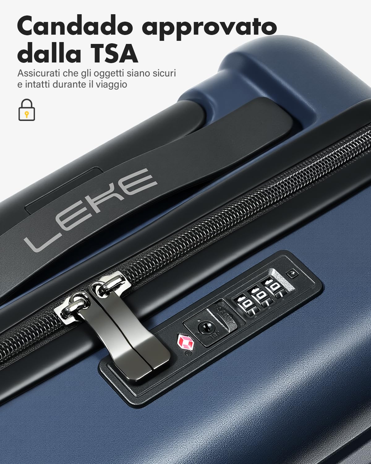 Lekesky Valigia da Cabina 55x35x25, Trolley Bagaglio a Mano Rigida Resistente e ABS Leggera con Lucchetto TSA, Adatto per Ita Airways, 38L, Blu