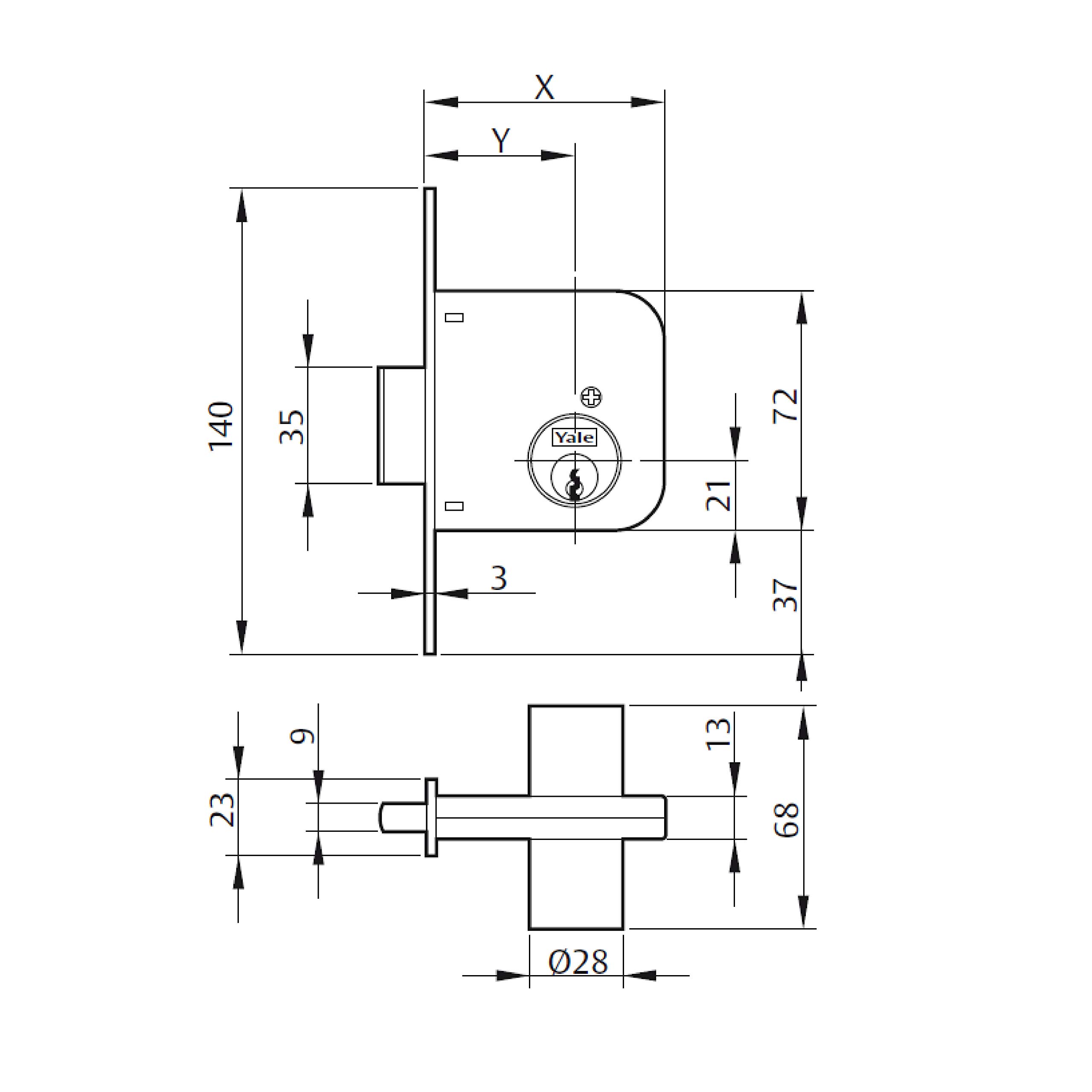 Yale 5070HL Standard-Einsteckschloss, 5160HL