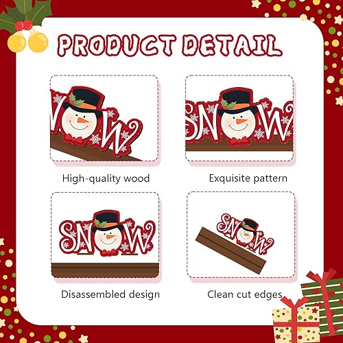 Miniatura 3 de 6 piezas de decoración de mesa de madera de Navidad, letrero de mesa de madera para centro de mesa, decoración de mesa de Feliz Navidad con letra,