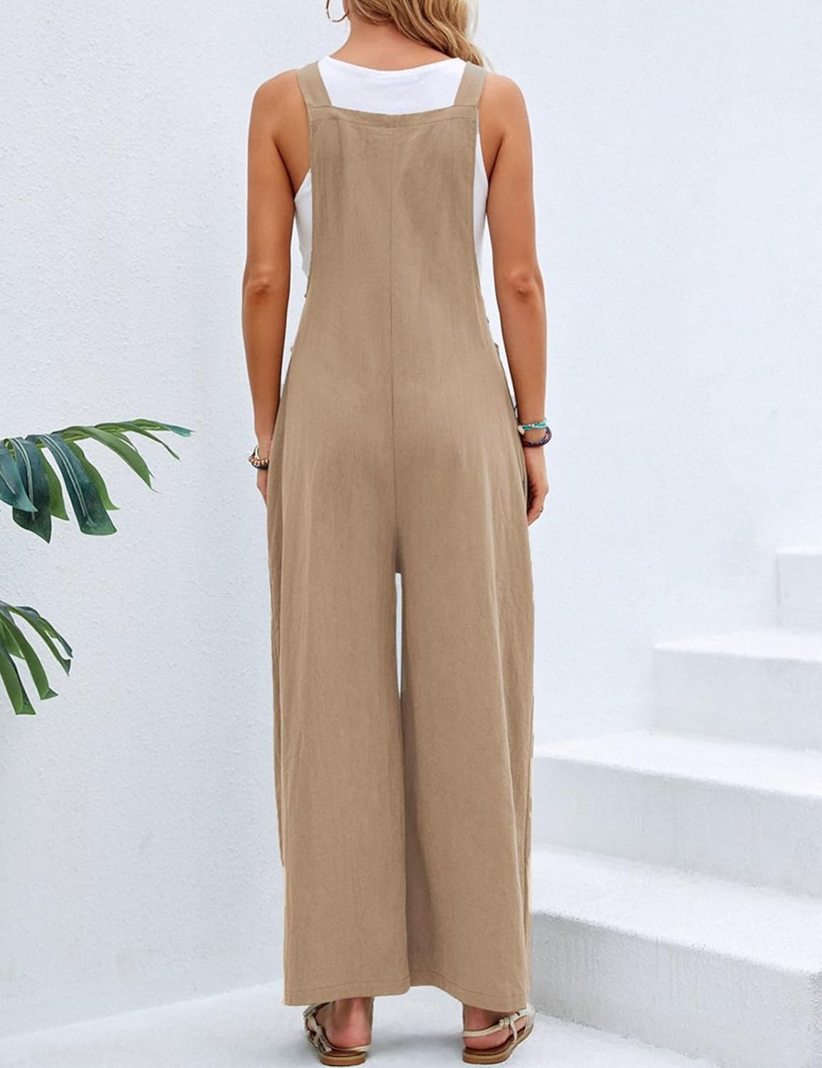 Wide Leg Jumpsuit for Women Spring Summer Casual Loose Bib Overalls Palazzo Pants Rompers Jumpsuits - Image 3