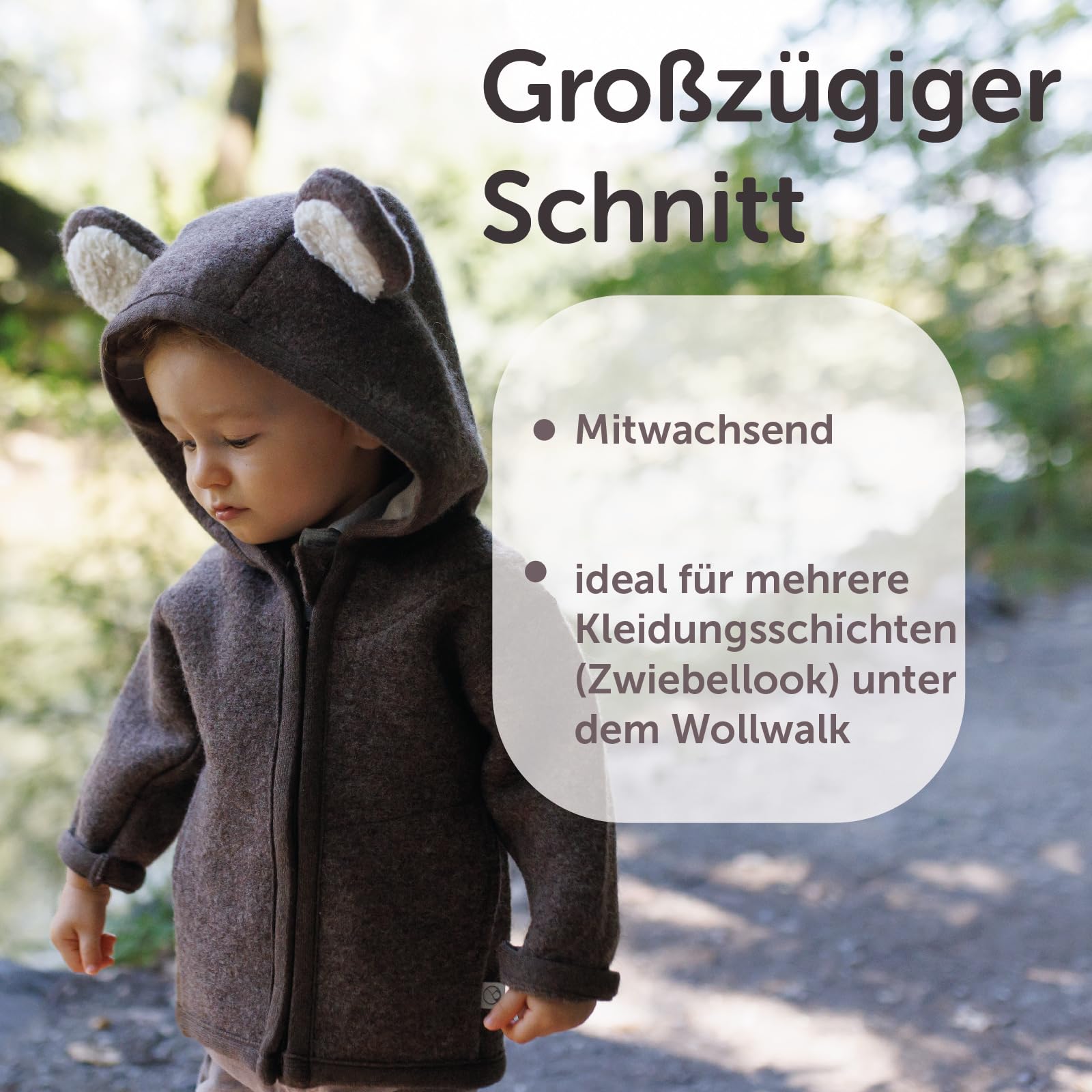 cocoome Wollwalk Jacke für Kinder | aus Natur Schurwolle mit Reißverschluss | Walk Jacke für Baby | Walkjacke Tiere | in Europa gefertigt | verschiedene Größen und Modelle | Größentabelle beachten