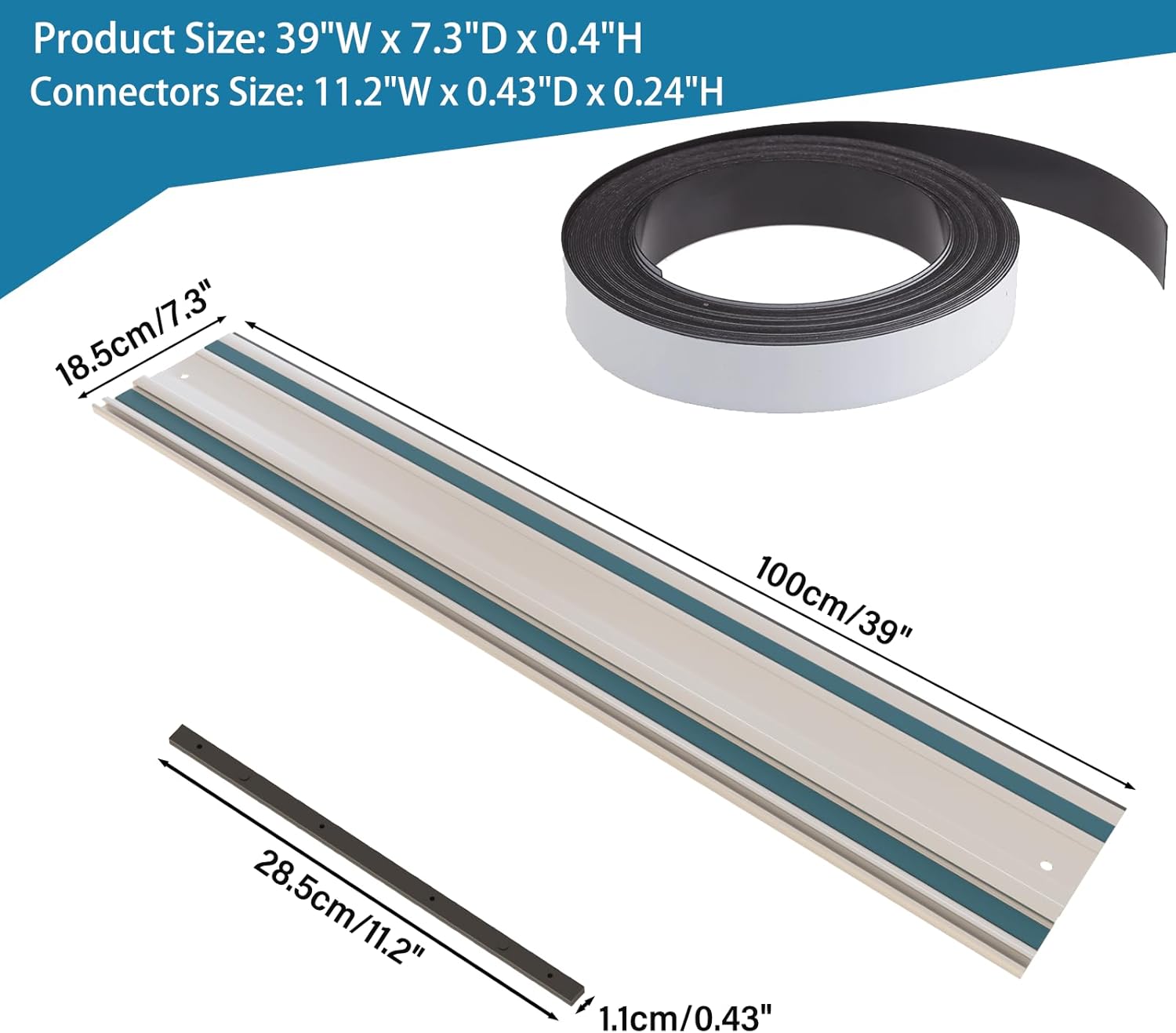 2PCS x 39" Track Saw Guide Rails Compatible with Makita Track Saw, Includes 2 Guide Rails, 2 Guide Rail Connectors & Guide Rail Splinter Guard Strip for Woodworking Longer Cuts, Sliver