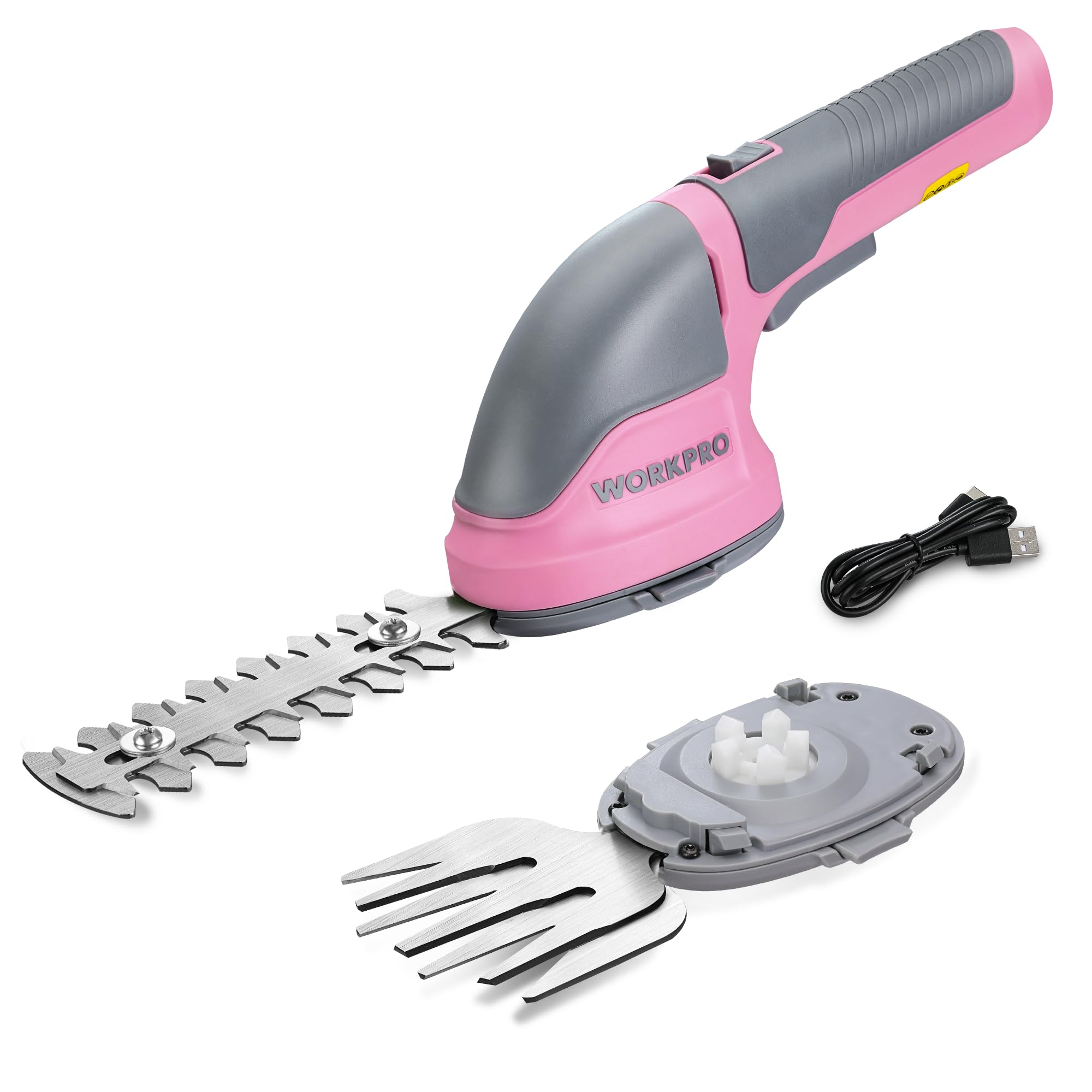 WORKPRO 2 IN 1 Cordless Hedge Trimmer and Grass Shear, 3.6 V Electric Grass Trimmer with 2000 mAh Lithium-ion Battery, Lightweight Hand Held Hedge Trimmer with 2 Interchangeable Blades