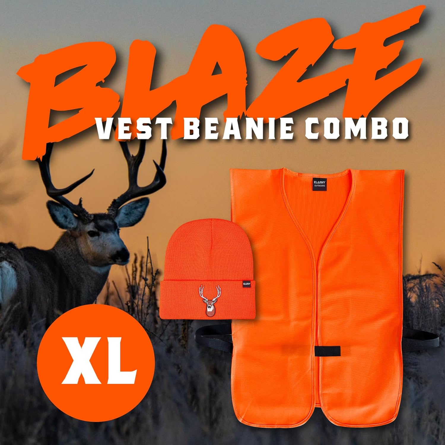 Klarny Outdoors Hunting Hat and Vest X-Large, Premium Deer Beanie and Hunting Vest combination - Image 2