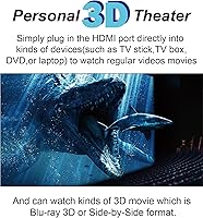 Vista 2 de Cine personal de película 3D, entrada HDMI, conecte a varios dispositivos de fuente de señal multimedia. Batería incorporada, no VR/AR, gafas HDMI