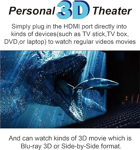 Miniatura 2 de Personal 3D Movie Cinema,HDMI Input,Connect to Various Multimedia Signal Source Devices. Built in Battery,Not VR/AR,HDMI Goggles,Video