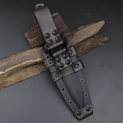 Miniatura 8 de LENGREN Cuchillo táctico de 11.5 pulgadas de jungla primitiva hoja fija, diente dorsal afilado y cuchillo de supervivencia de campamento, mango de
