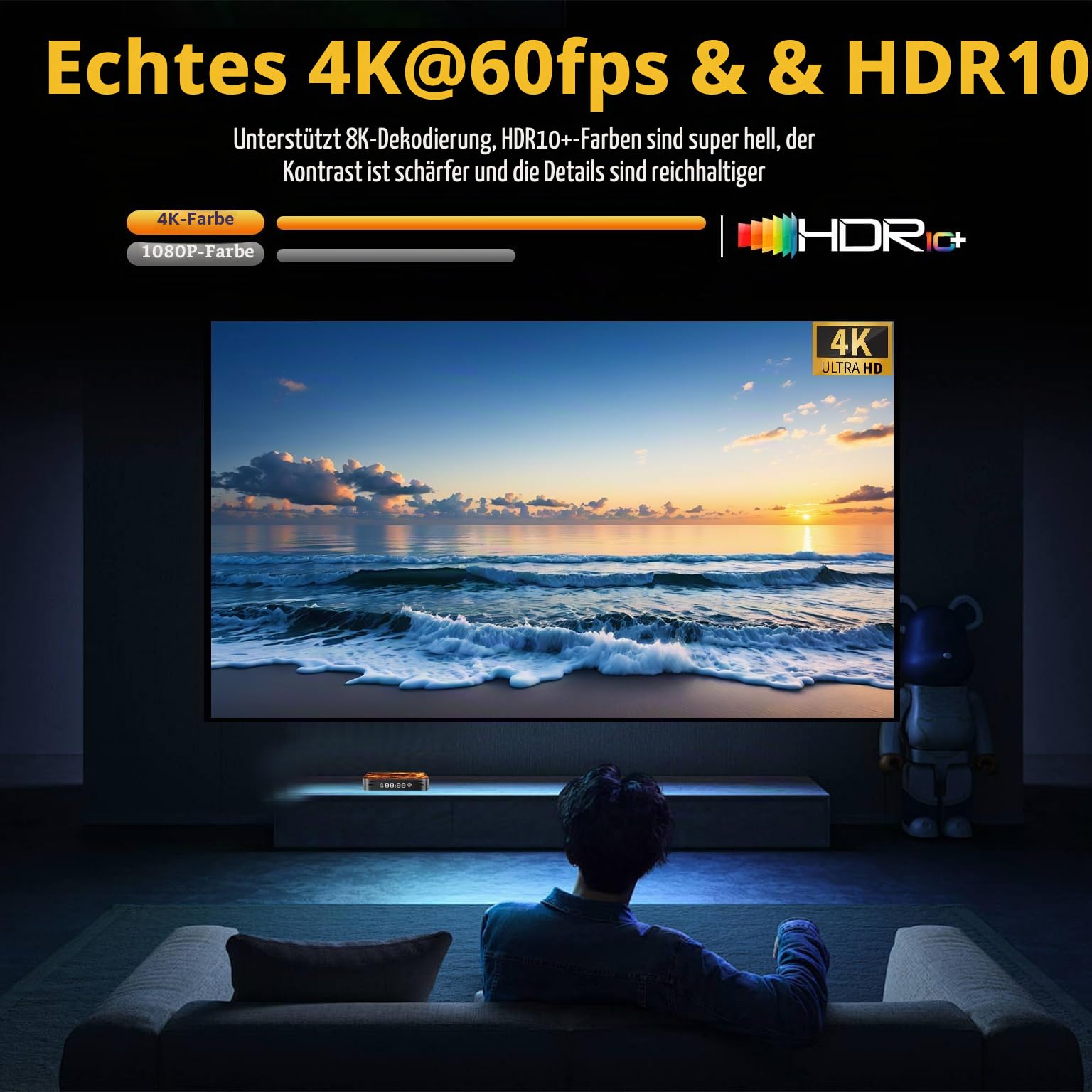 HS86 PRO13 TV Box Android 14.0, 2026 Neue Android Box RK3528 4 GB 64 GB Unterstützt 4K 8K 2,4/5,8 GHz Dualband WiFi6 HDR10+ 100M Ethernet BT5.0 Internet TV Box Smart mit Bluetooth-Sprachfernbedienung
