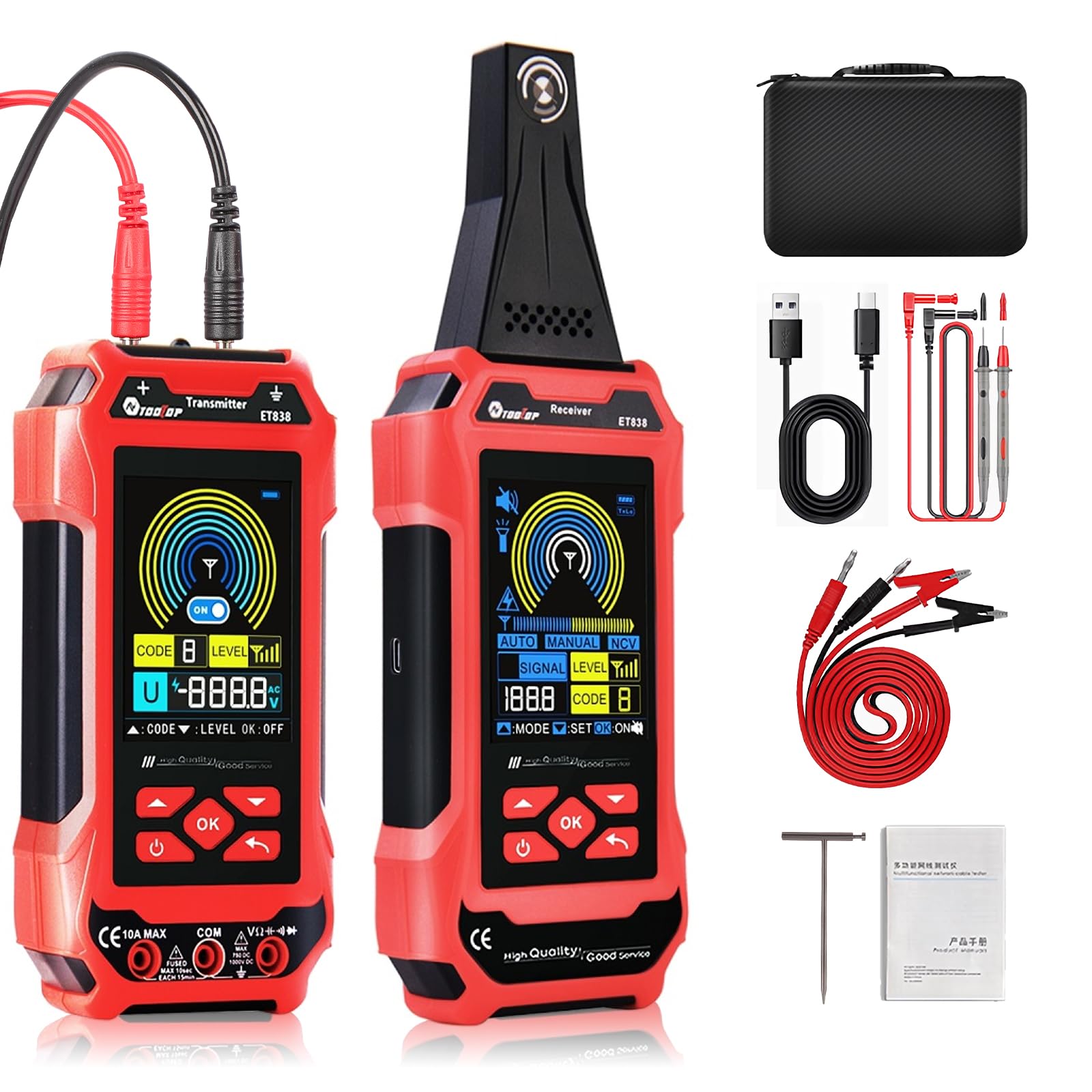 Localizzatore di cavi multifunzione ET838 con multimetro per il rilevamento di interruzioni di cavi: localizzatore di cavi industriale e tester di linea - Multifunctional Line Finder Multimeter