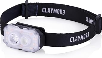 Claymore HEADY+ Black Rechargeable Wearable Light 600 Lumens HeadlampMode 6 Light Mode 90 Adjustable Beam IP54 Water-Resistant USB-C Rechargeable Up to 70 Hrs Runtime for Camping, Running, Outdoor