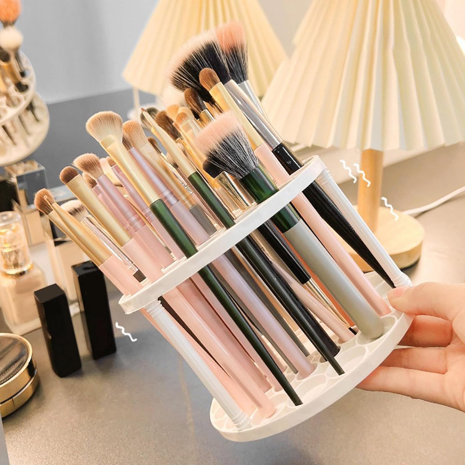 Makeup Brush Holder, 46 Slots, Make Up Brush Organizer for Vanity (1)