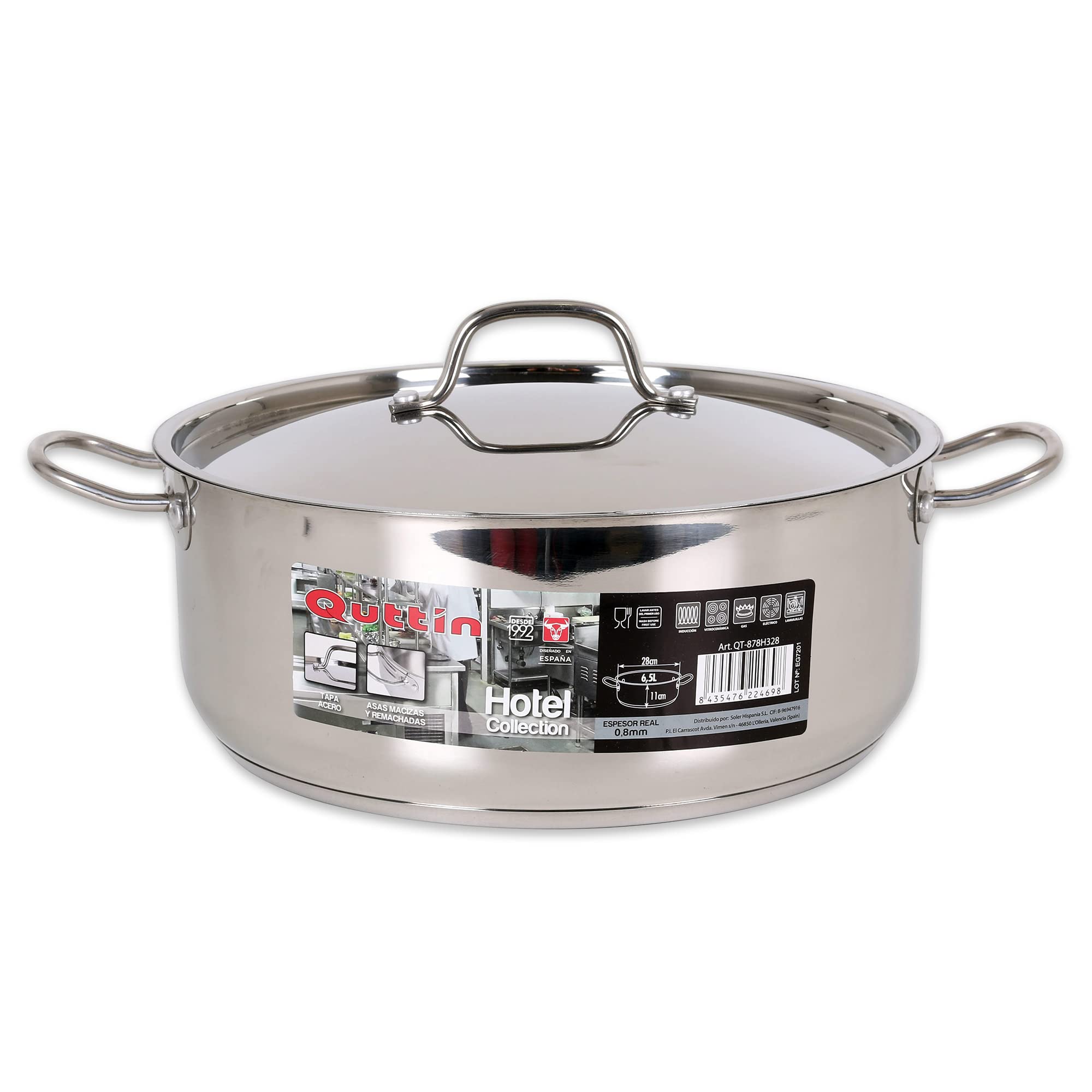 Cacerola de acero inoxidable Hotel de 28 cm para tus guisos dominicales y reuniones en familia
