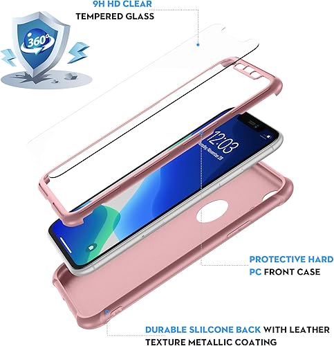 Miniatura 4 de ORETECH - Funda para iPhone XR con 2 protectores de pantalla de vidrio templado 360 de cuerpo completo, a prueba de golpes, antiarañazos, protección