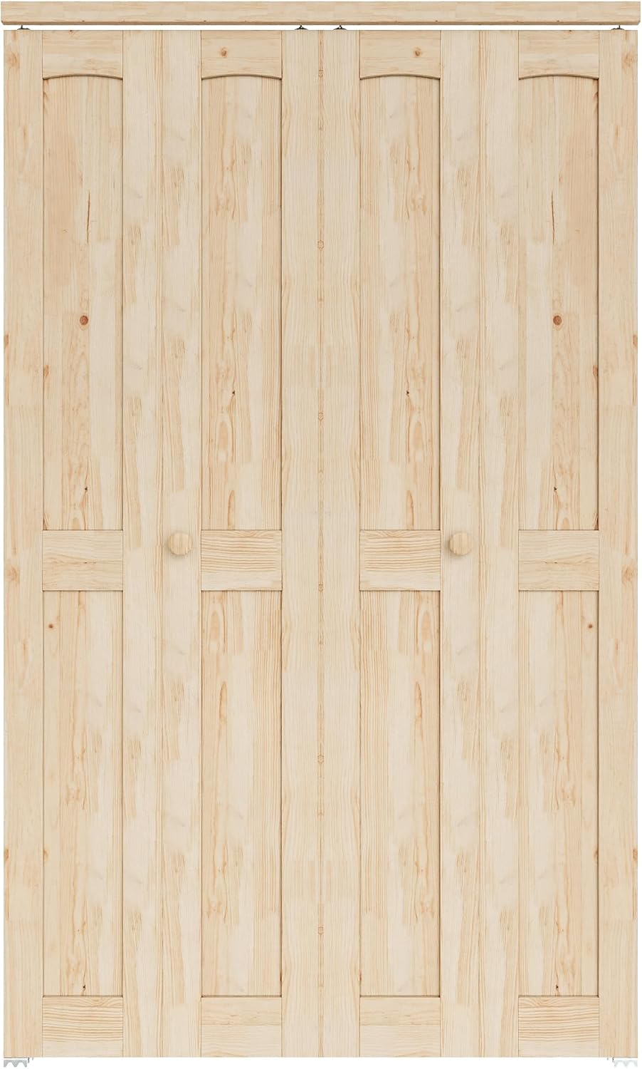 48'' x 80" Solid Core Bifold Closet Door, Pine Wood Interior Door Slab w/Bi-Fold Hardware, Folding Door Interior (77.75'' High Panels & Hardware & Fascia & Knob), Unfnished & Paintable