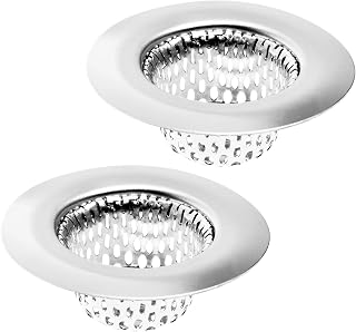 2-Pack Stainless Steel Sink Drain Strainers Hair Catcher - 2.25" Top 1" Basket for Bathroom, Laundry, RV, Utility Sinks | Hilltop Products