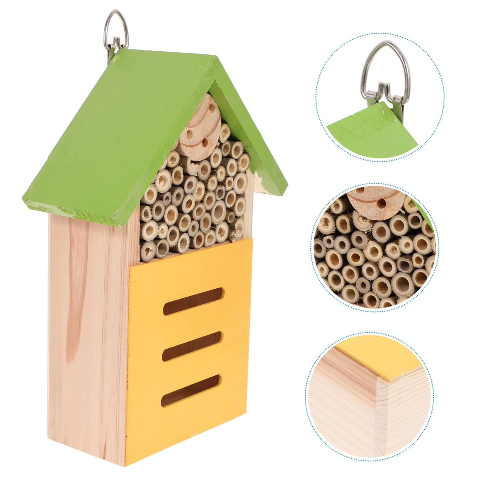 Abaodam Casetta per Insetti in Legno Verde per Giardino, Rifugio per Api e Piccoli Insetti Benefici, Favorisce L'impollinazione e L'ecologia