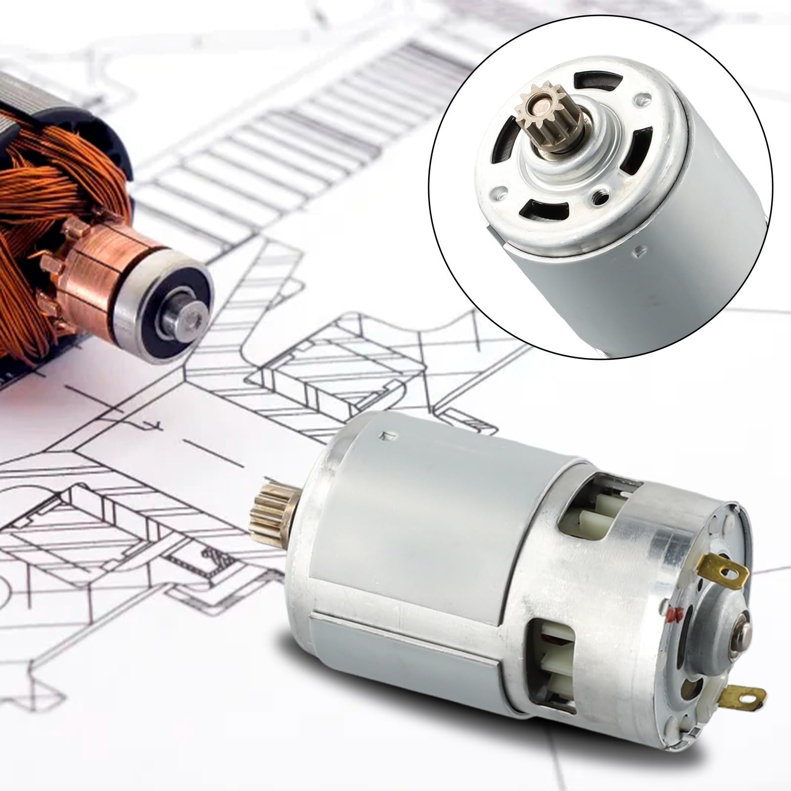Motor de engranaje de motor CC RS775 Motor de CC para sierra alternante Sierra de mano pequeña 11 engranajes de dientes 18V 5000-10000r/min Herramienta eléctrica con ventilador de refrigeración