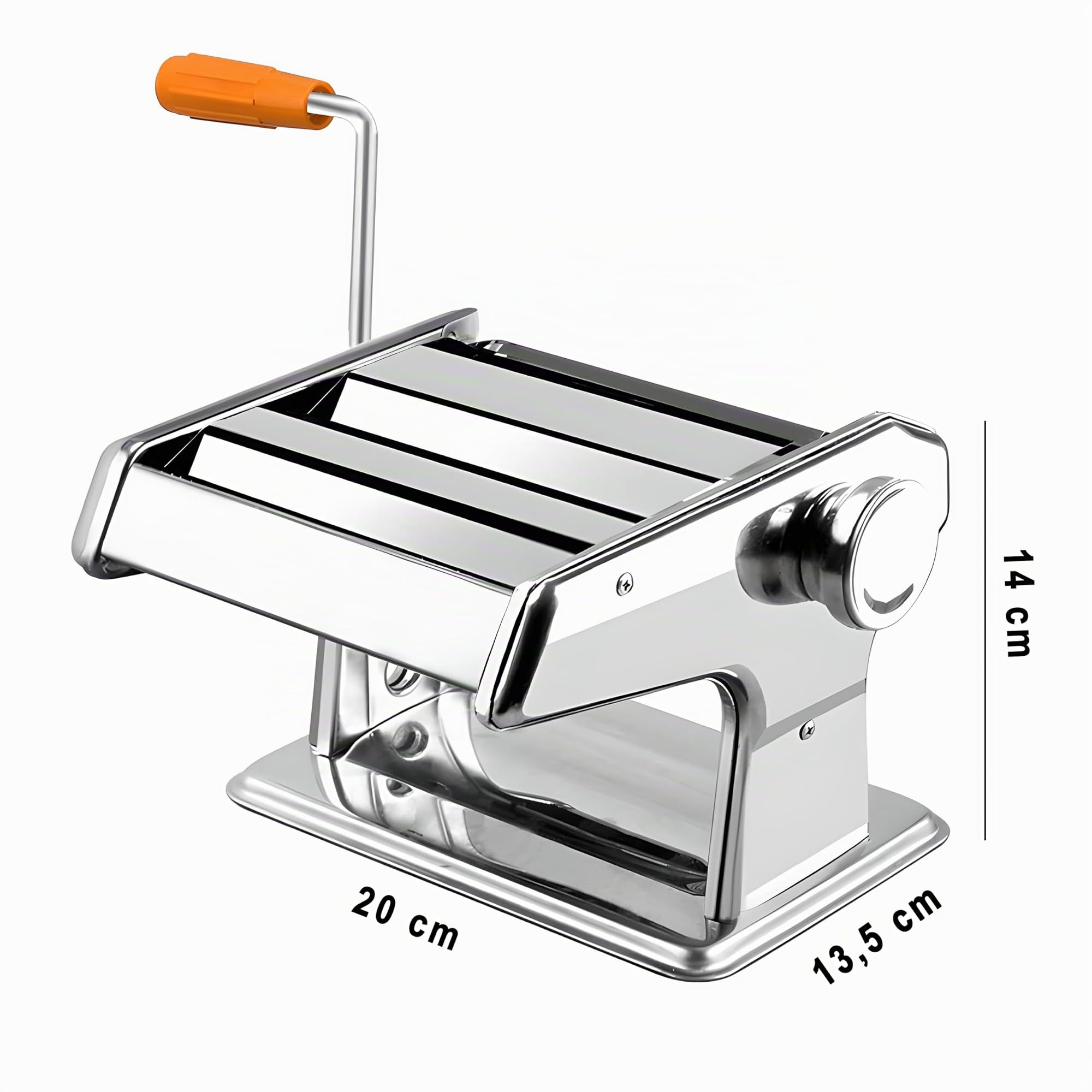 Retoo Macchina per Pasta Manuale in Acciaio Inox - Pasta Maker per Spaghetti, Lasagne, Tagliatelle - Rullo Con Fermaglio da Tavolo - Argento