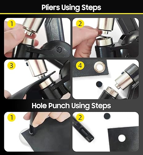 Miniatura 5 de HAPDEN Kit de herramientas de ojales resistentes, kit de ojales de lona reemplazables 38 con 200 ojales de 0.394 pulgadas, perforador de agujeros